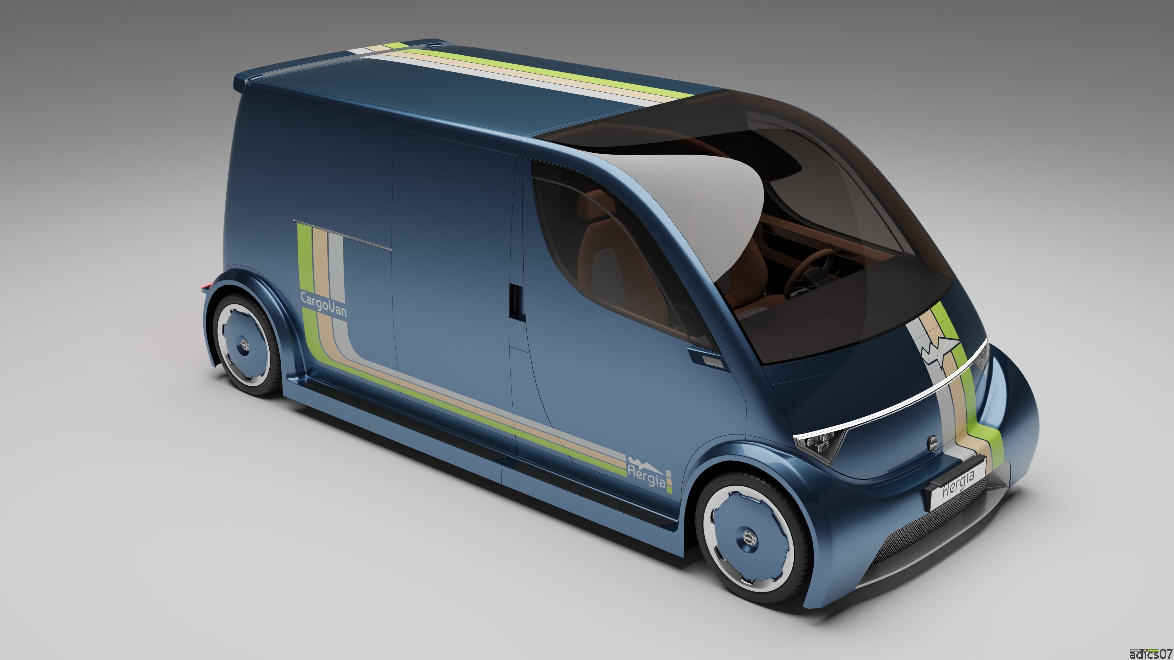 Aergia CargoVan and Aergia FlatBed original utility vehicles 3D model_7