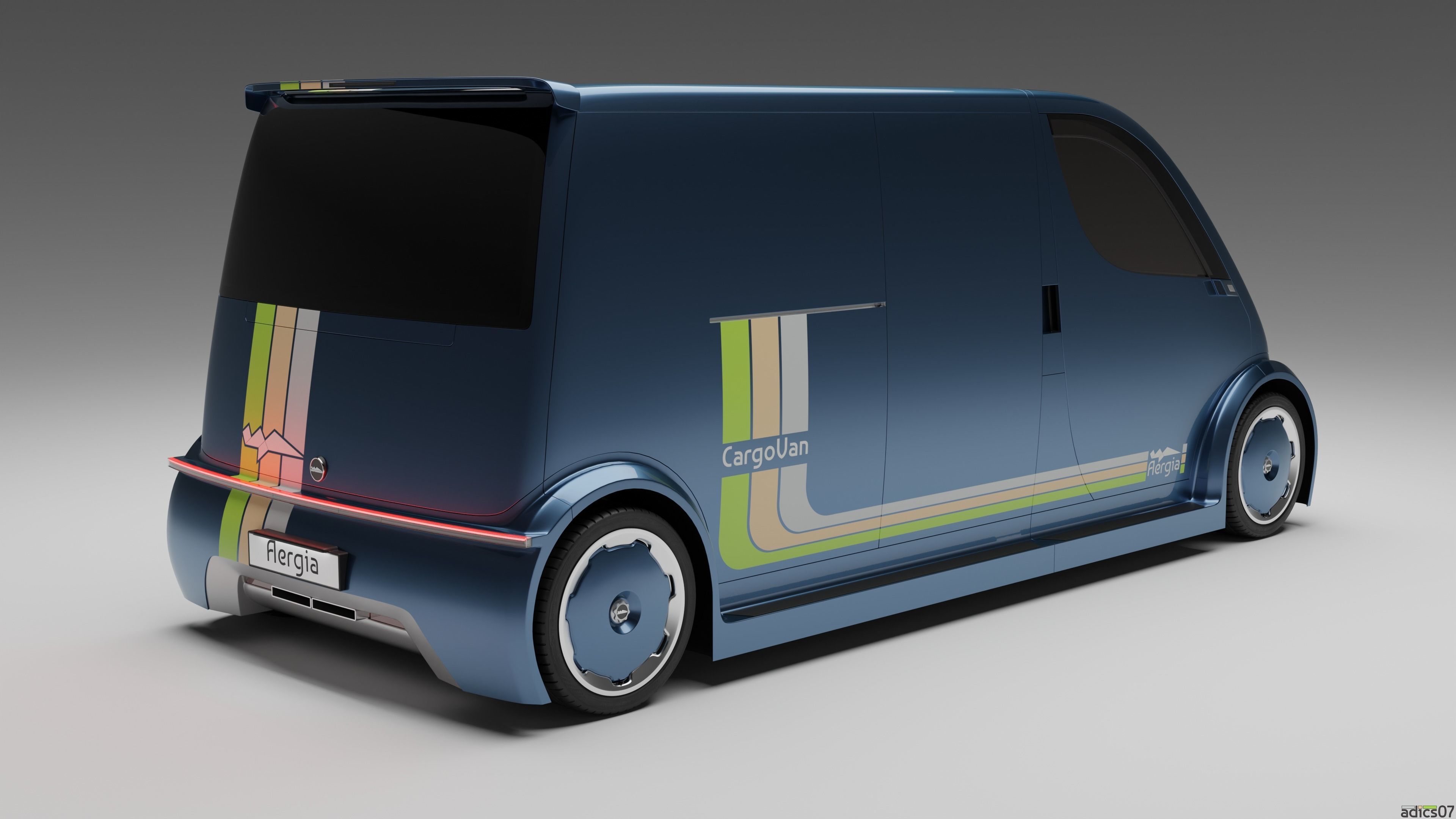 Aergia CargoVan and Aergia FlatBed original utility vehicles 3D model_6