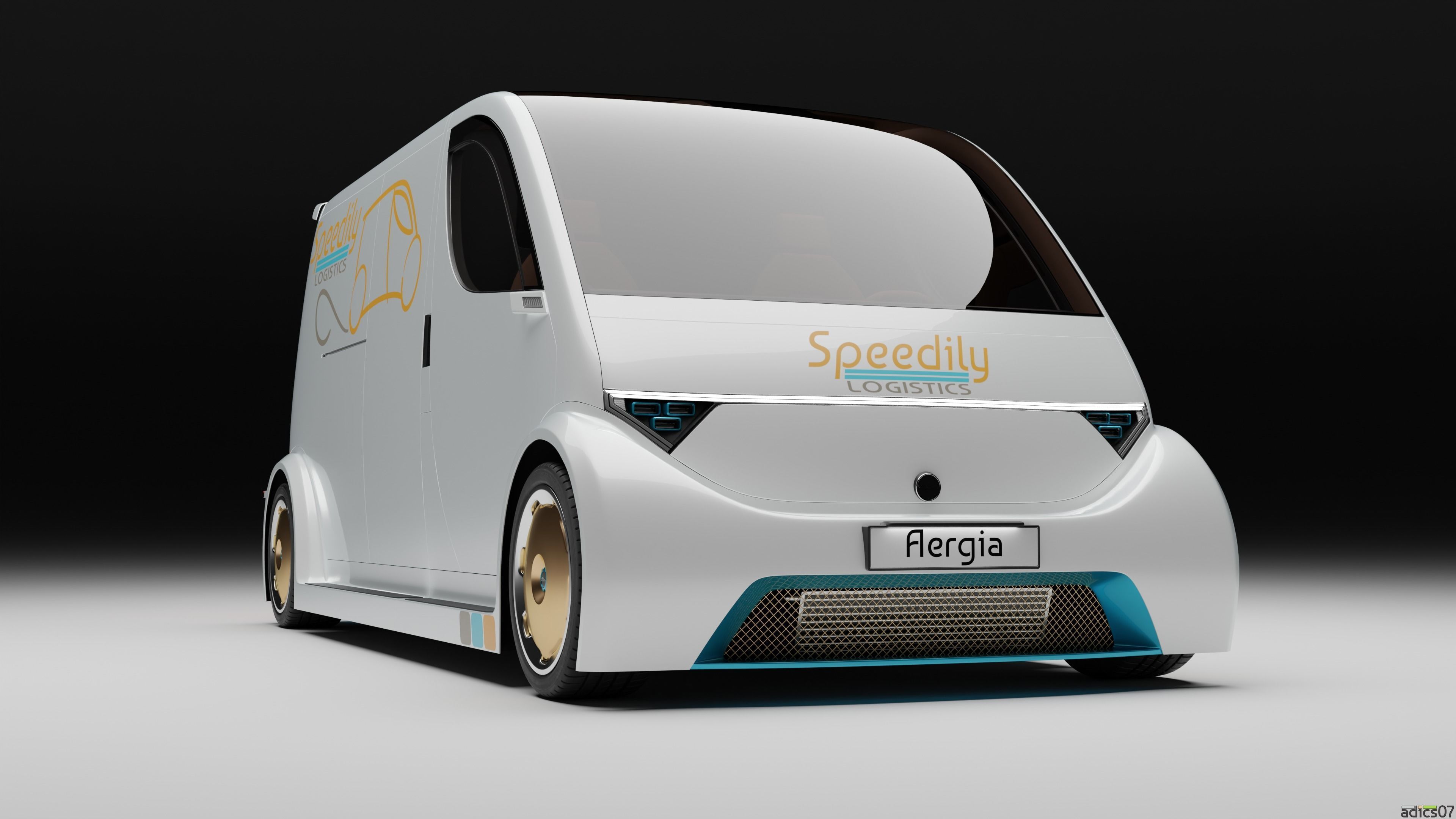 Aergia CargoVan and Aergia FlatBed original utility vehicles 3D model_21