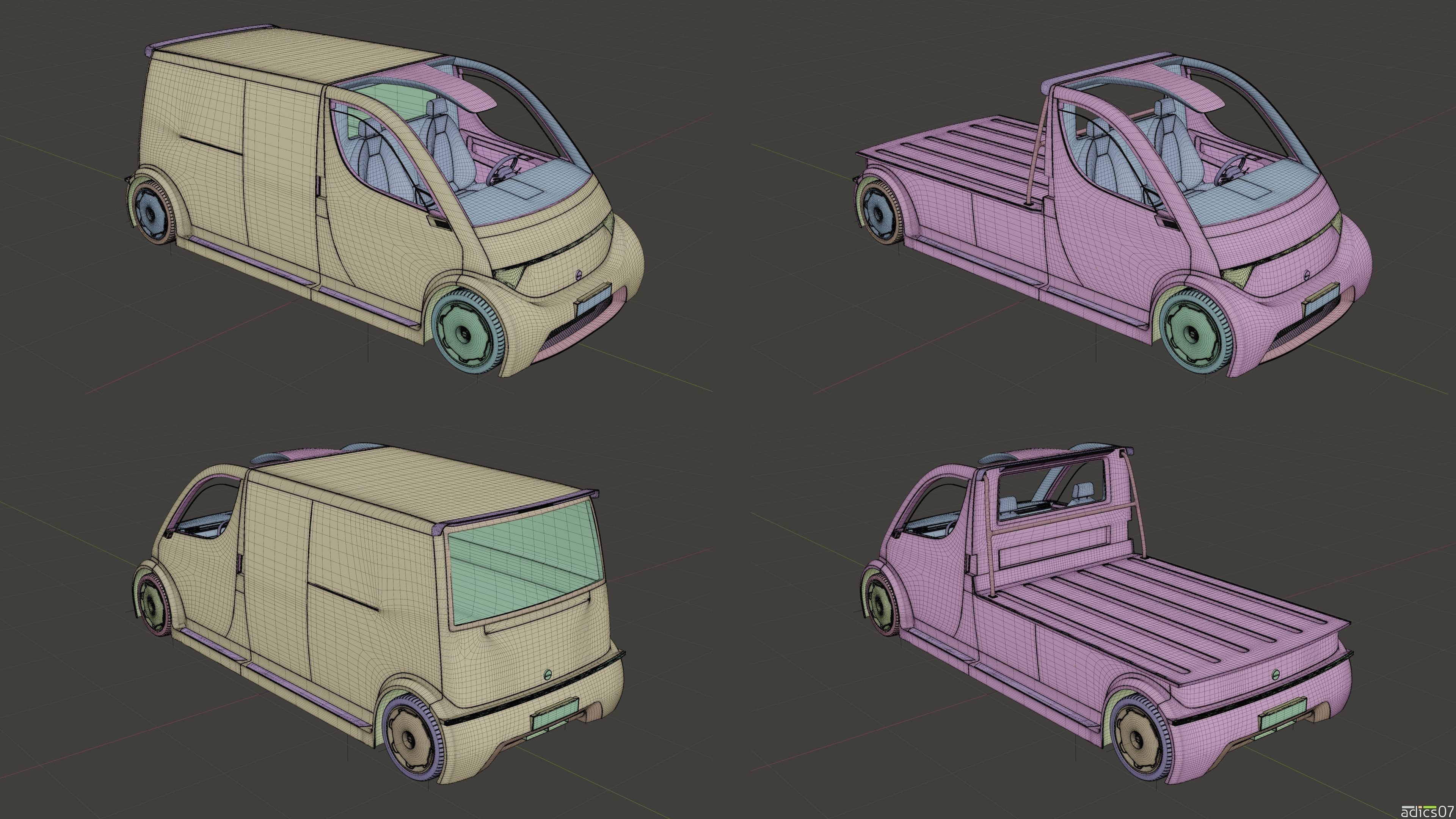 Aergia CargoVan and Aergia FlatBed original utility vehicles 3D model_35