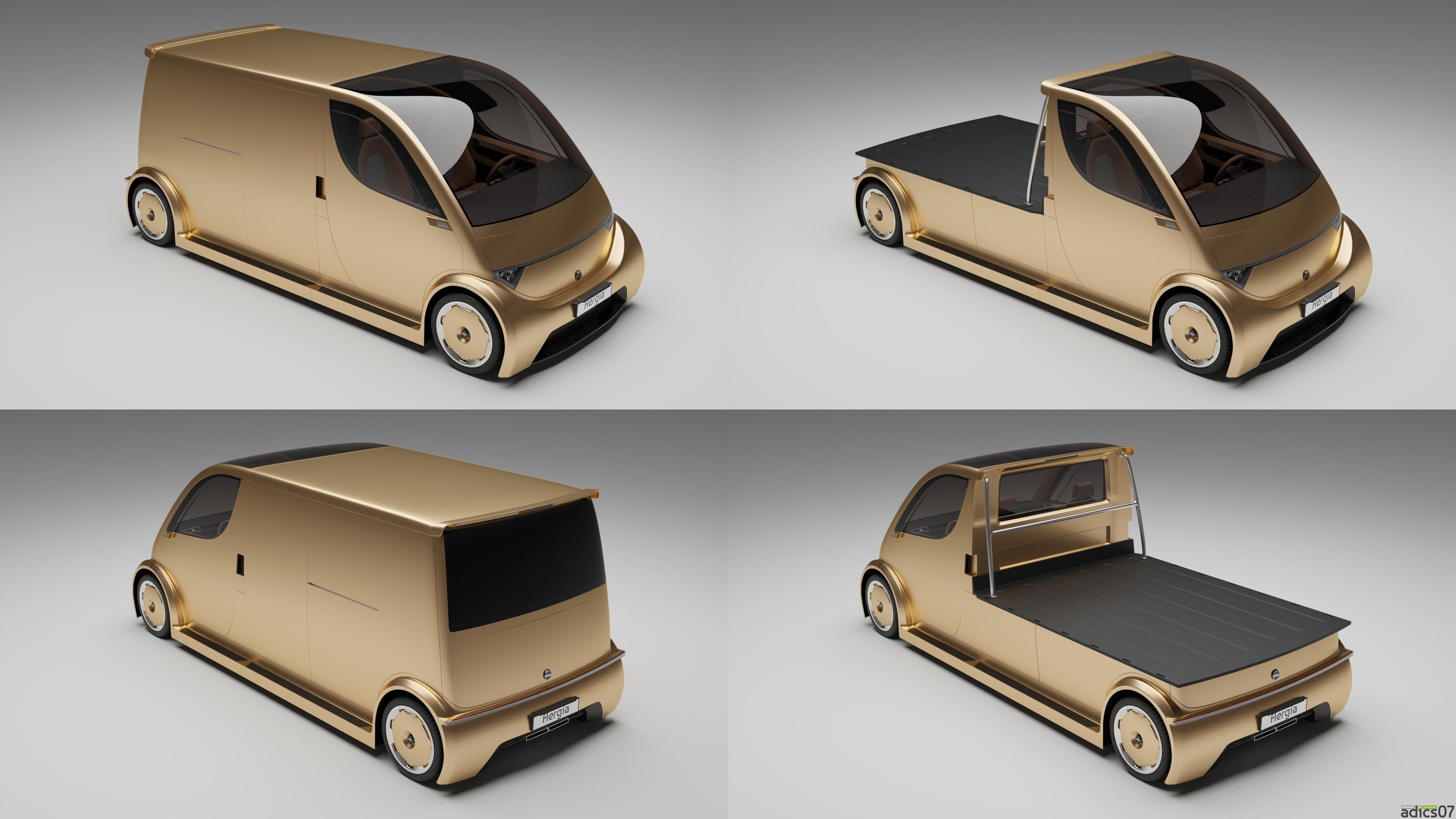 Aergia CargoVan and Aergia FlatBed original utility vehicles 3D model_27