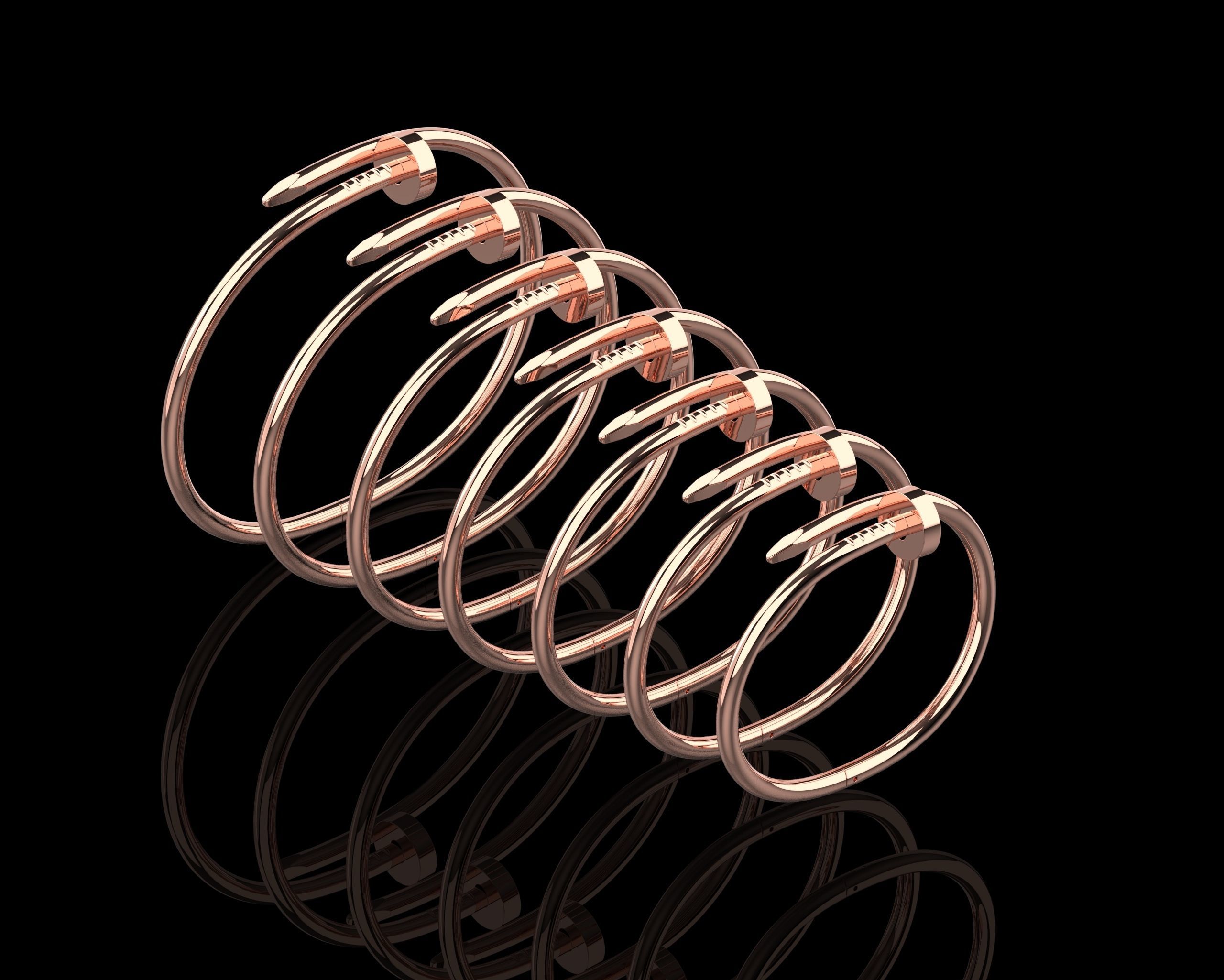 Juste un clou Bracelets in different sizes 15 to 21 3D Model Collection_6