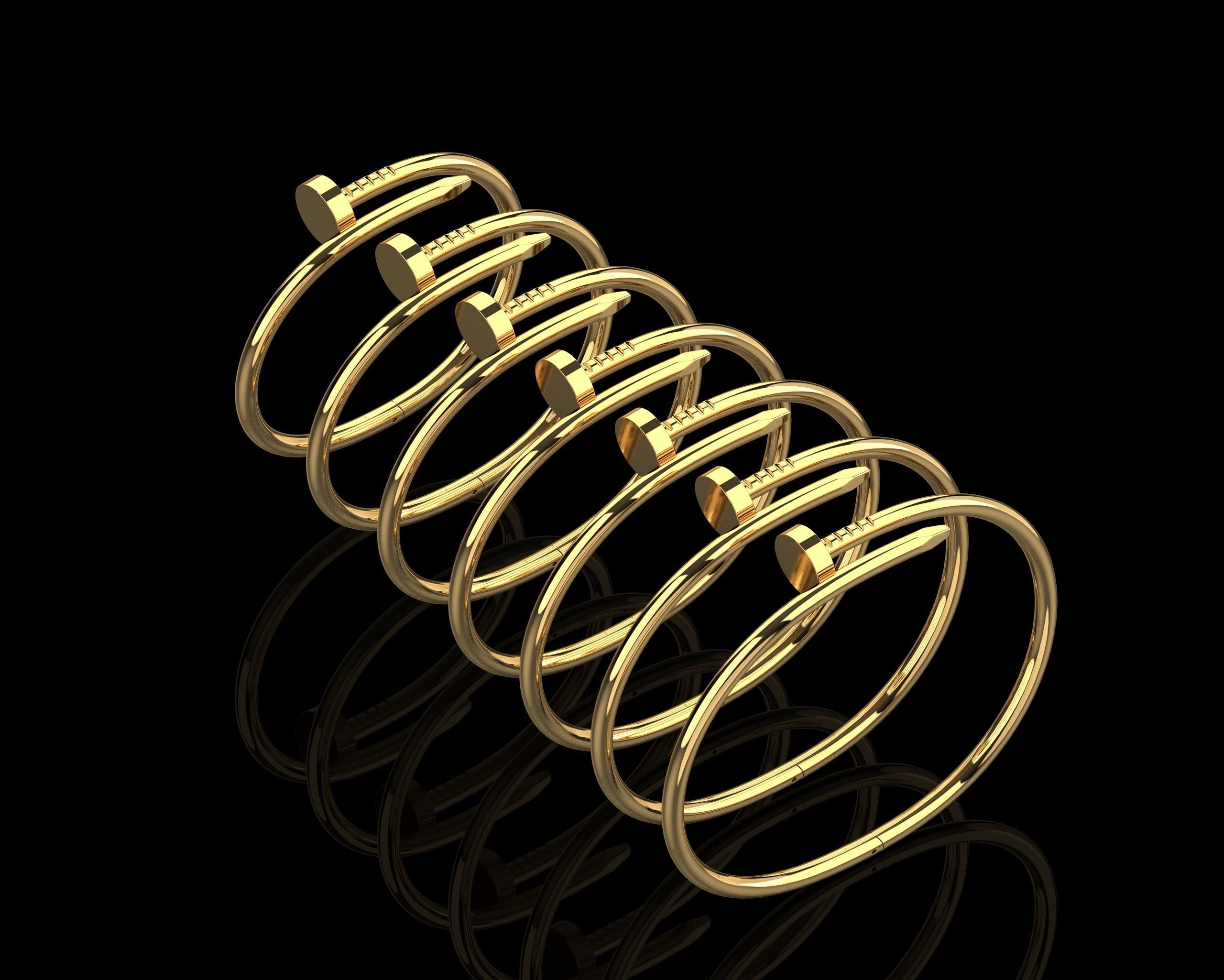 Juste un clou Bracelets in different sizes 15 to 21 3D Model Collection_3