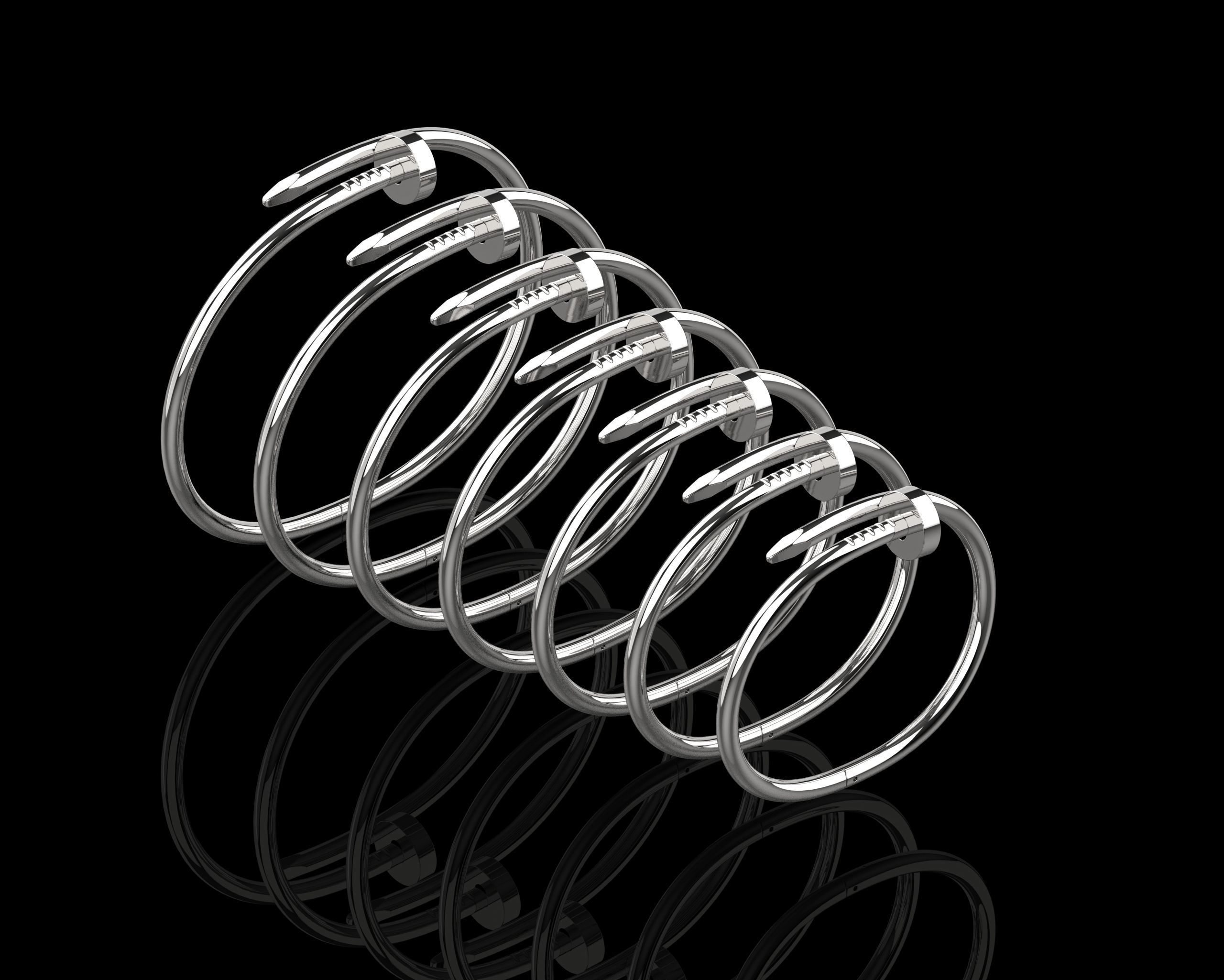 Juste un clou Bracelets in different sizes 15 to 21 3D Model Collection_4