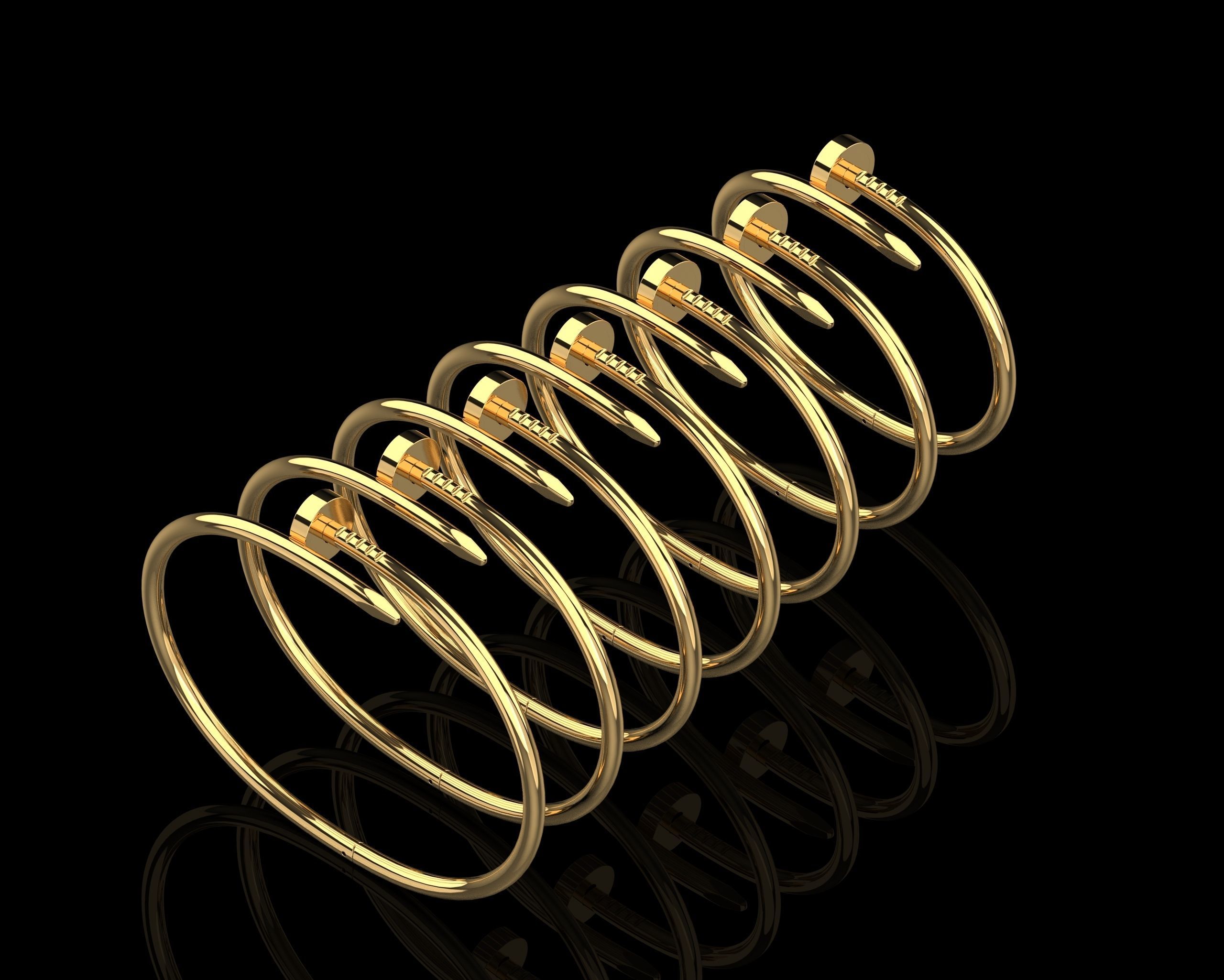 Juste un clou Bracelets in different sizes 15 to 21 3D Model Collection_2