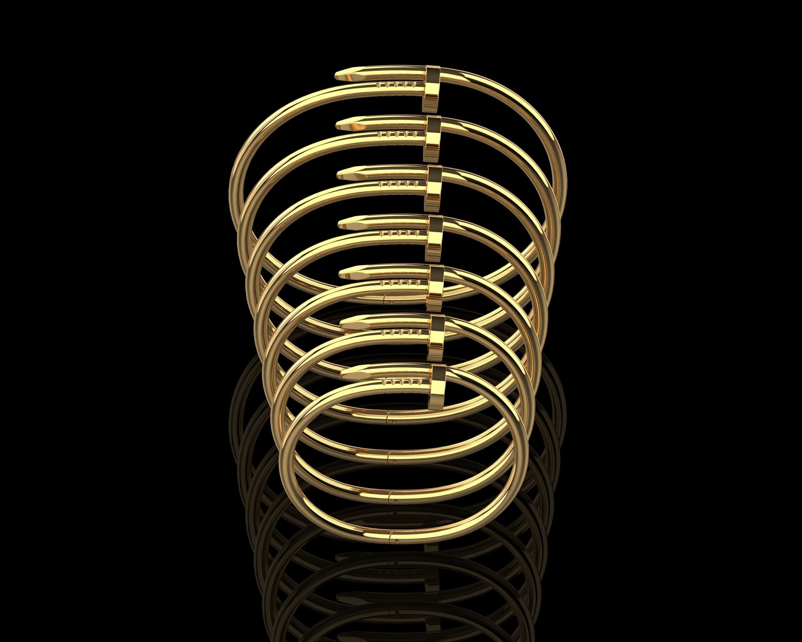 Juste un clou Bracelets in different sizes 15 to 21 3D Model Collection_1