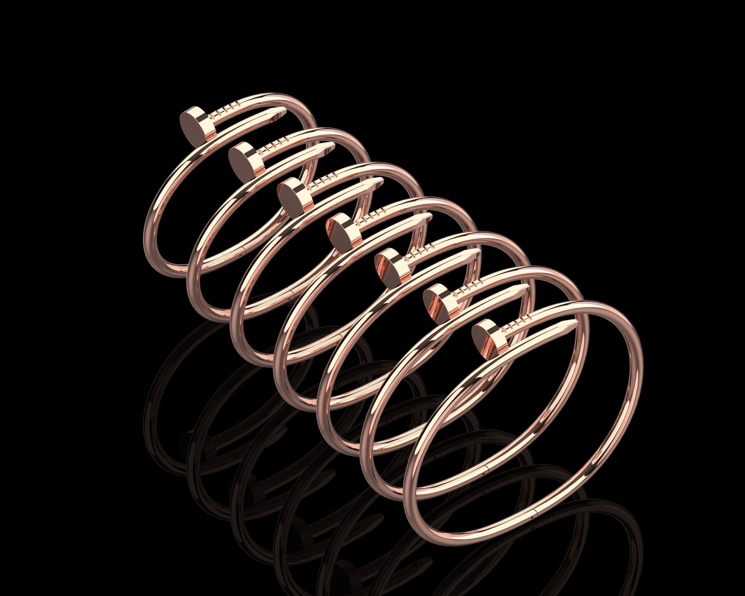 Juste un clou Bracelets in different sizes 15 to 21 3D Model Collection_7