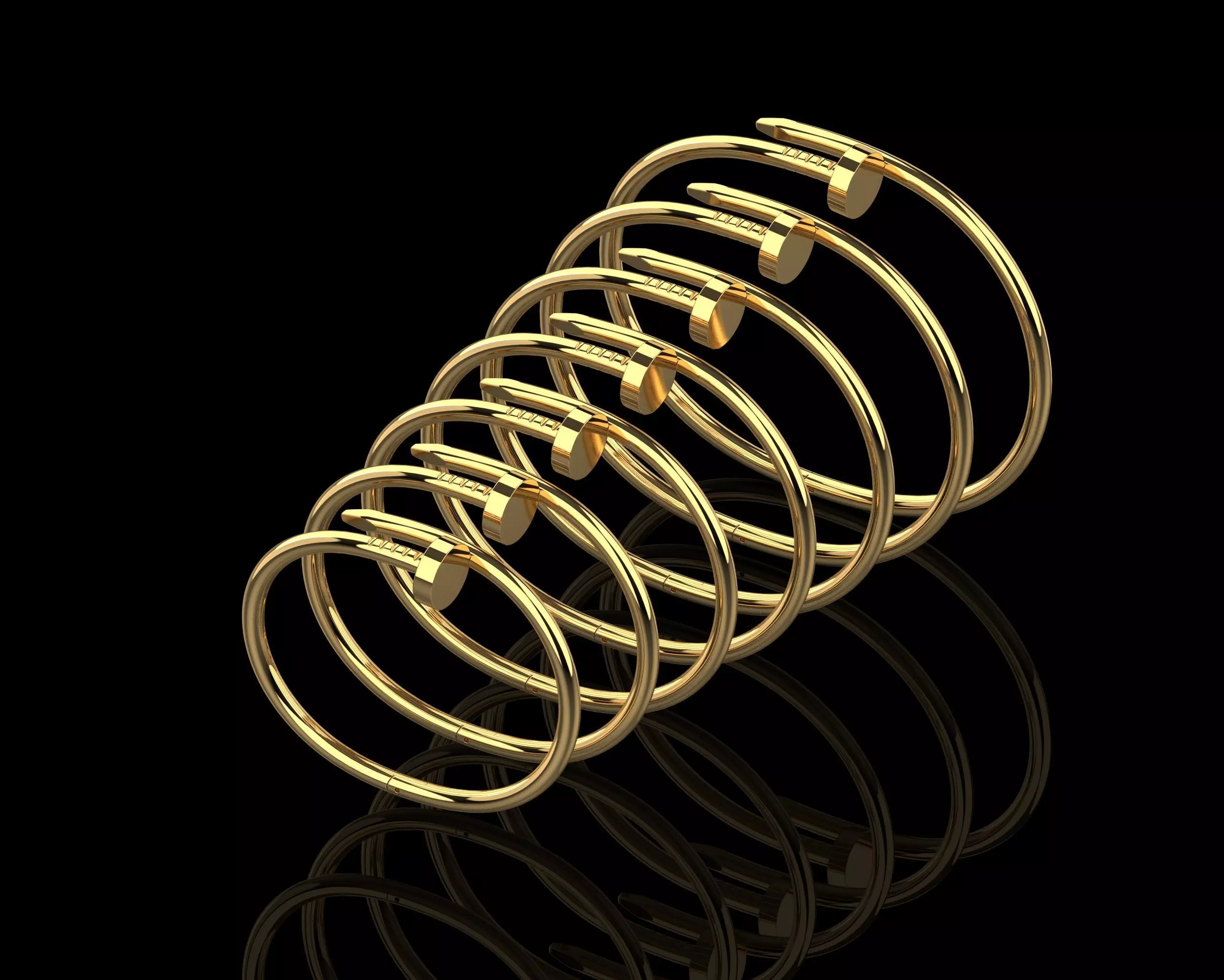 Juste un clou Bracelets in different sizes 15 to 21 3D Model Collection_0