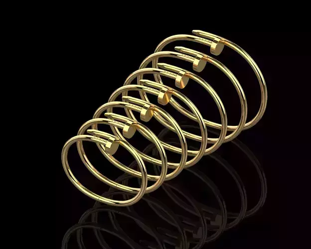 Juste un clou Bracelets in different sizes 15 to 21 3D Model Collection