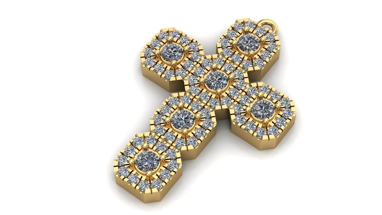 New Style pendant cross with stones diamond 3D print model 3D print model_27