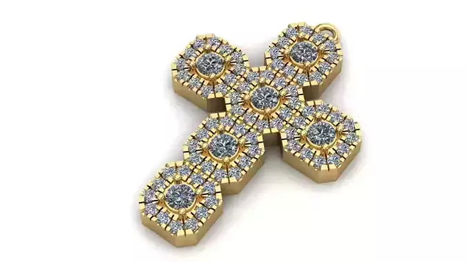 New Style pendant cross with stones diamond 3D print model