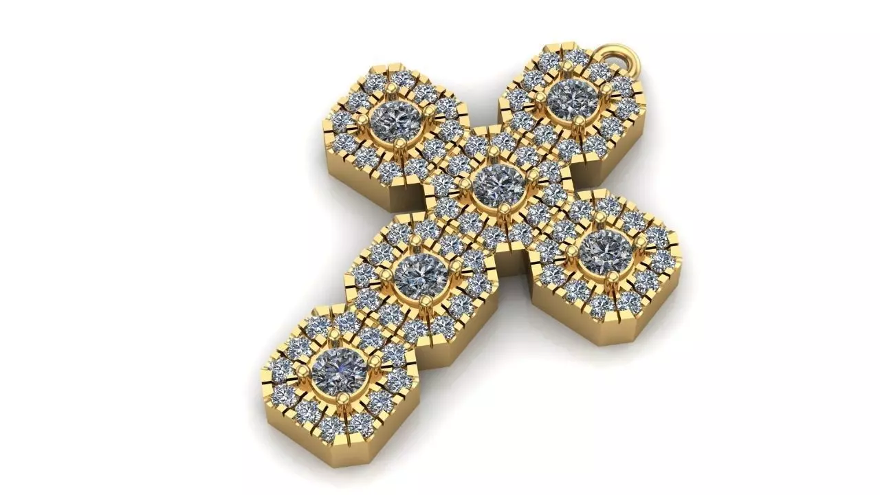 New Style pendant cross with stones diamond 3D print model 3D print model_0