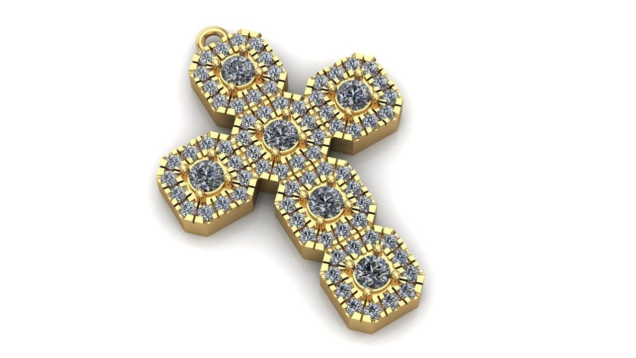 New Style pendant cross with stones diamond 3D print model 3D print model_3