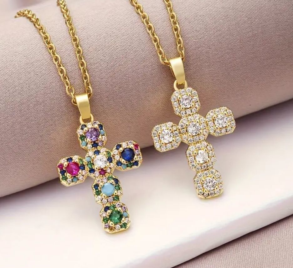New Style pendant cross with stones diamond 3D print model 3D print model_11