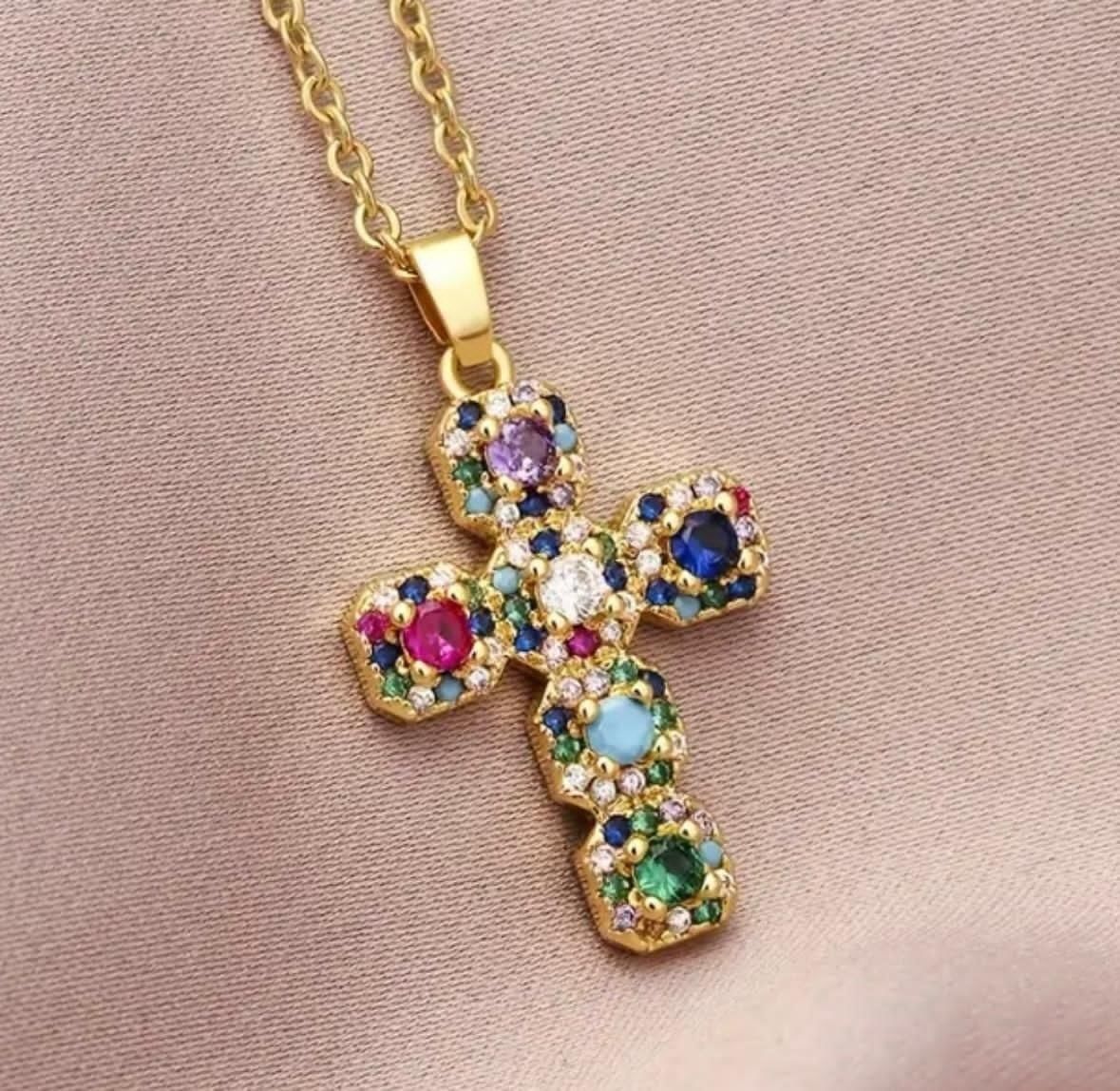 New Style pendant cross with stones diamond 3D print model 3D print model_4