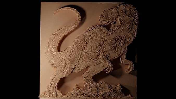 Megalosaurus CNC 3d Print High Relief Sand Casting 3D print model