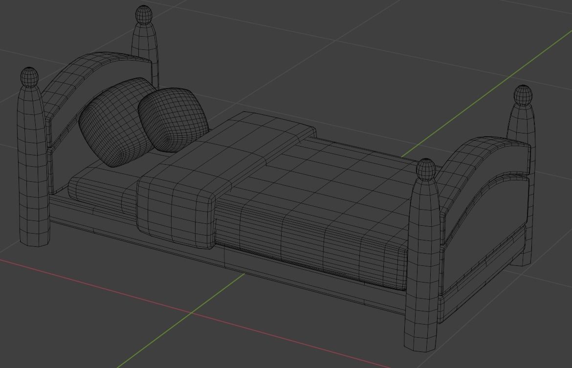 Low poly single bed Free low-poly 3D model_4