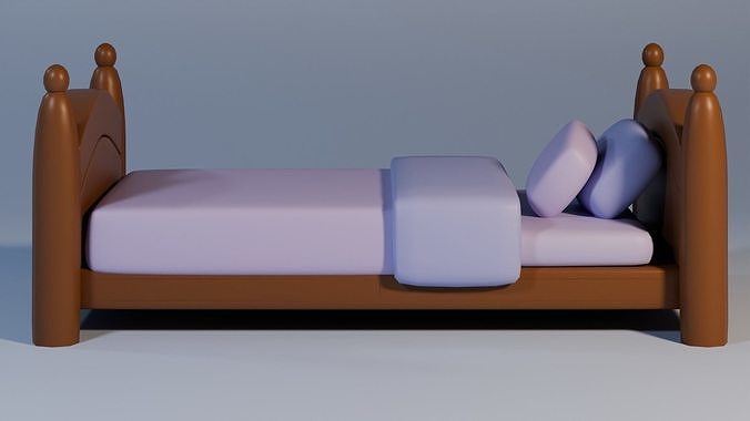 Low poly single bed Free low-poly 3D model