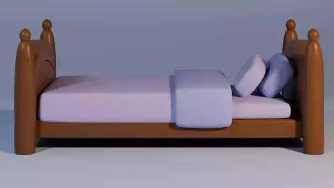 Low poly single bed