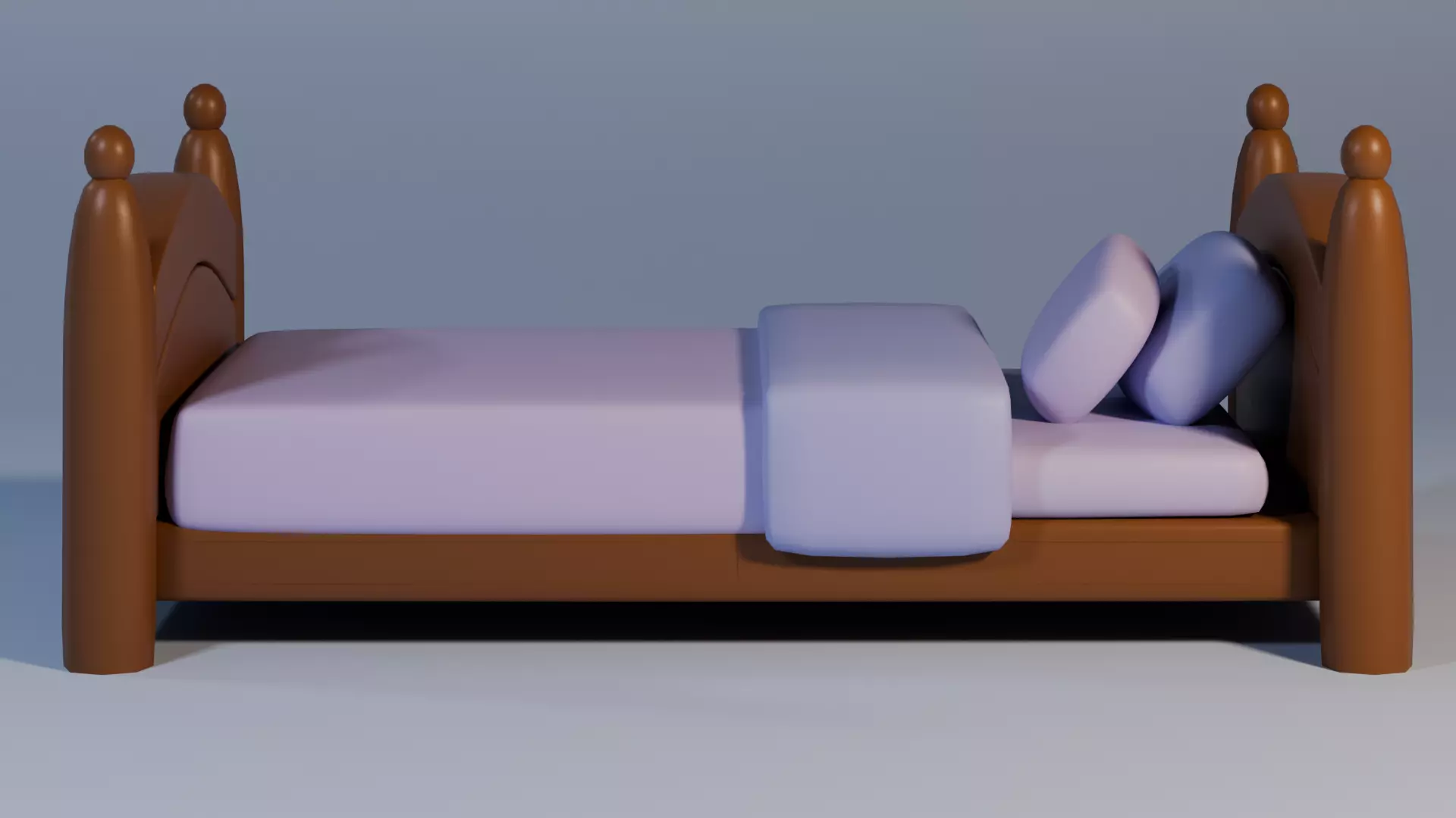 Low poly single bed Free low-poly 3D model_0