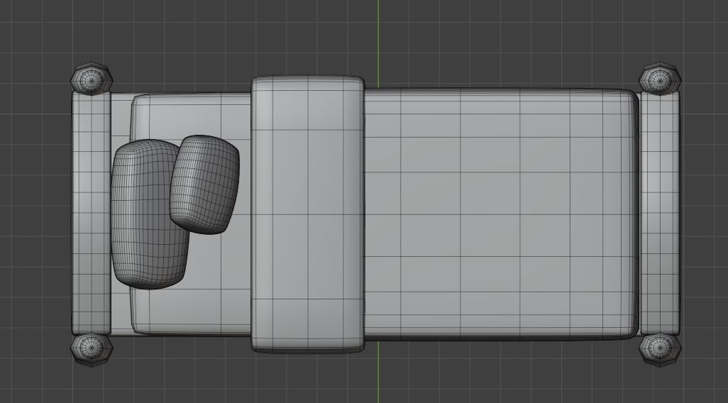 Low poly single bed Free low-poly 3D model_3