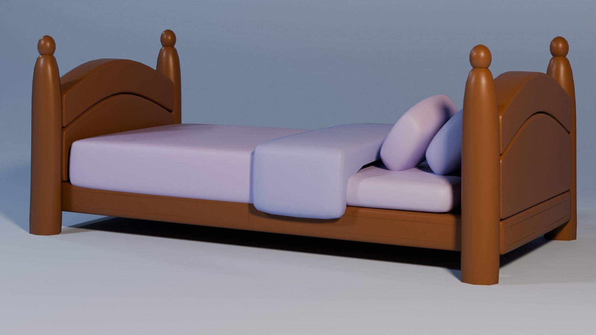 Low poly single bed Free low-poly 3D model_1