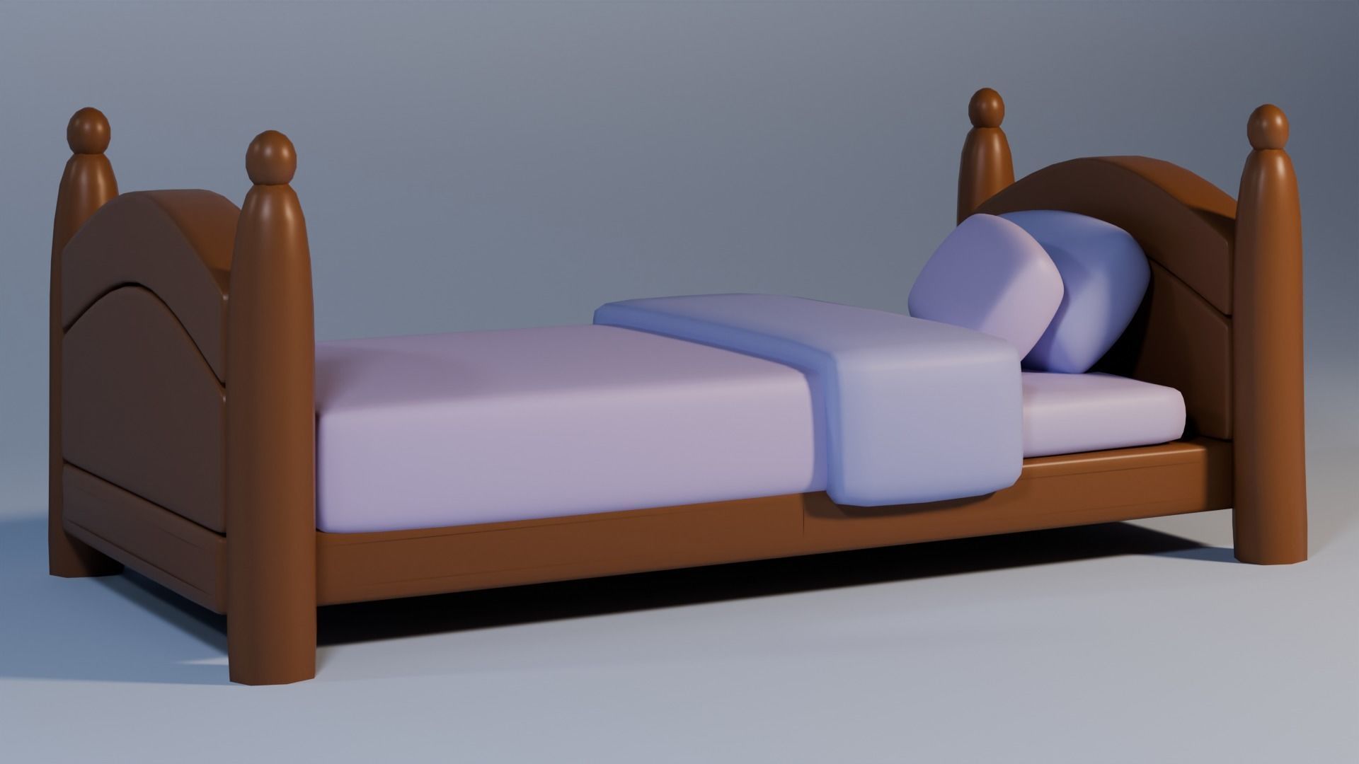 Low poly single bed Free low-poly 3D model_2