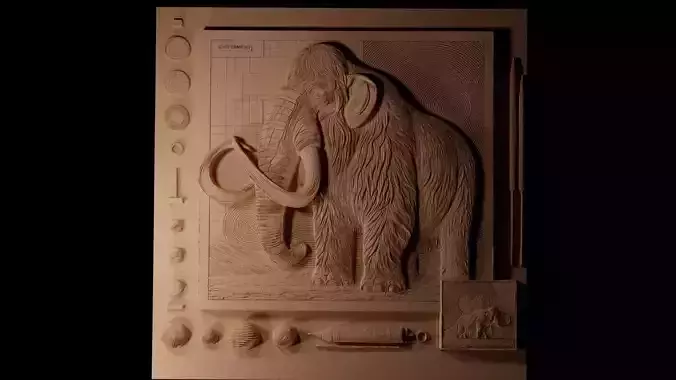 Mastodon CNC 3d Print High Relief Sand Casting