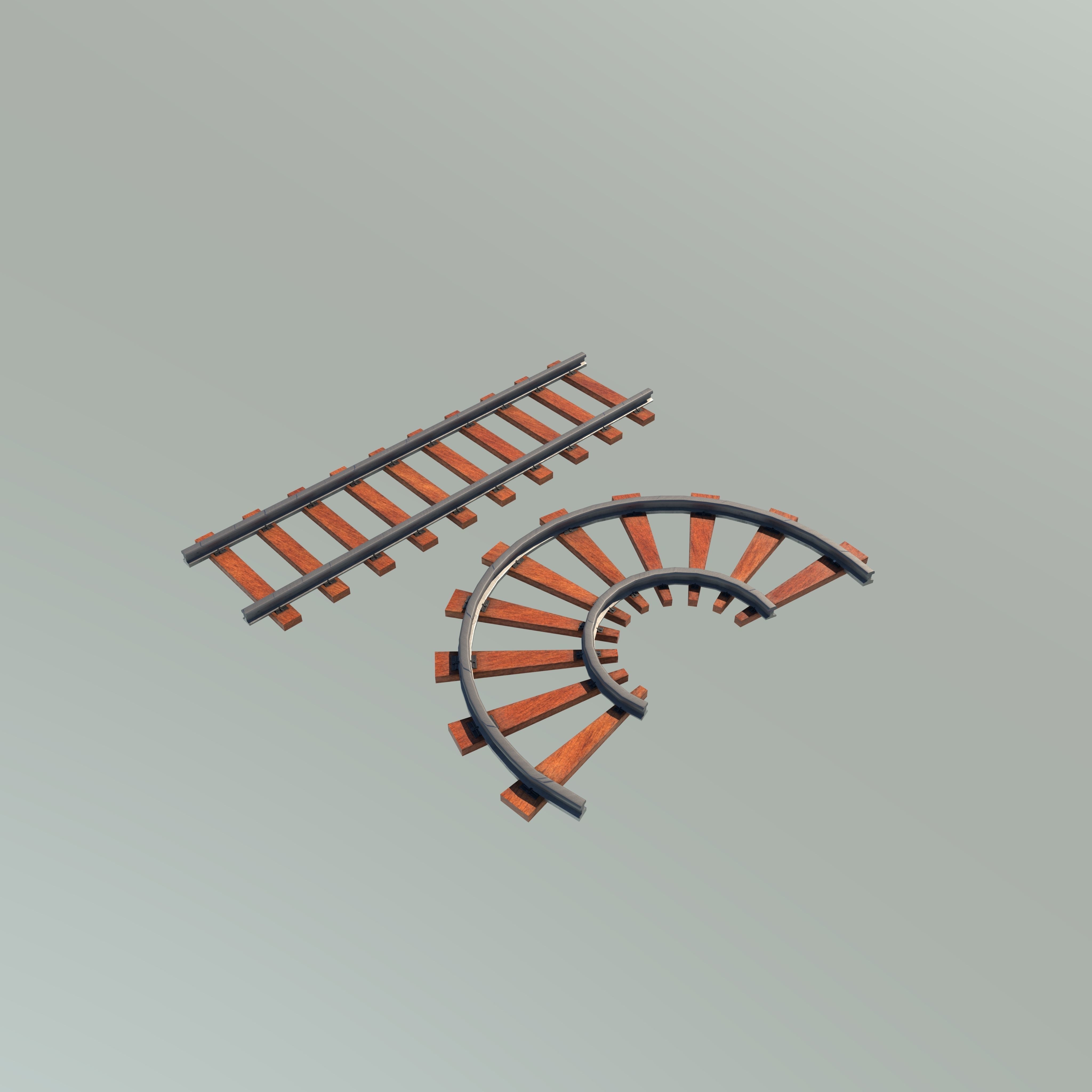 Railway track 3D model_4