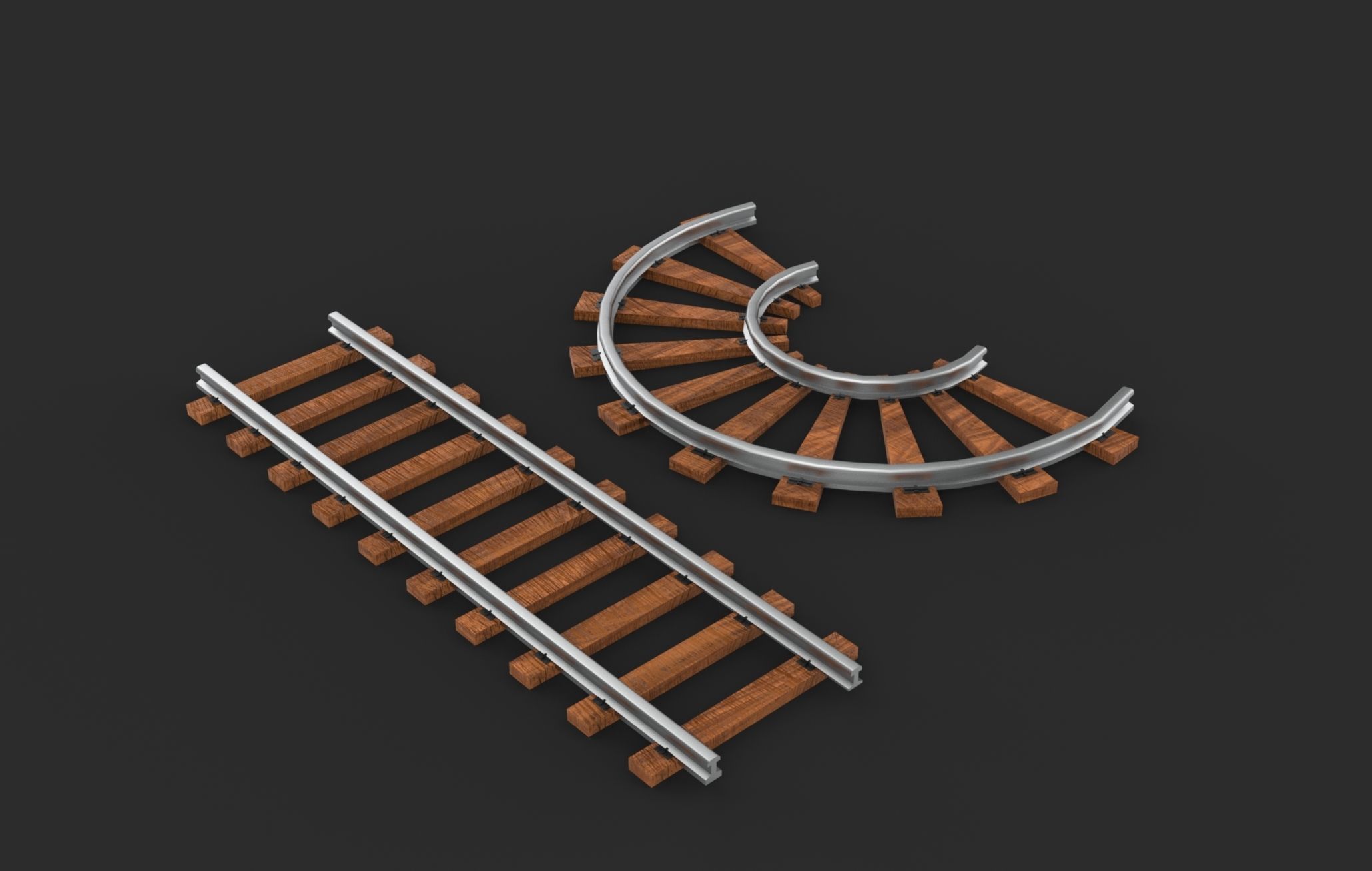 Railway track 3D model_2