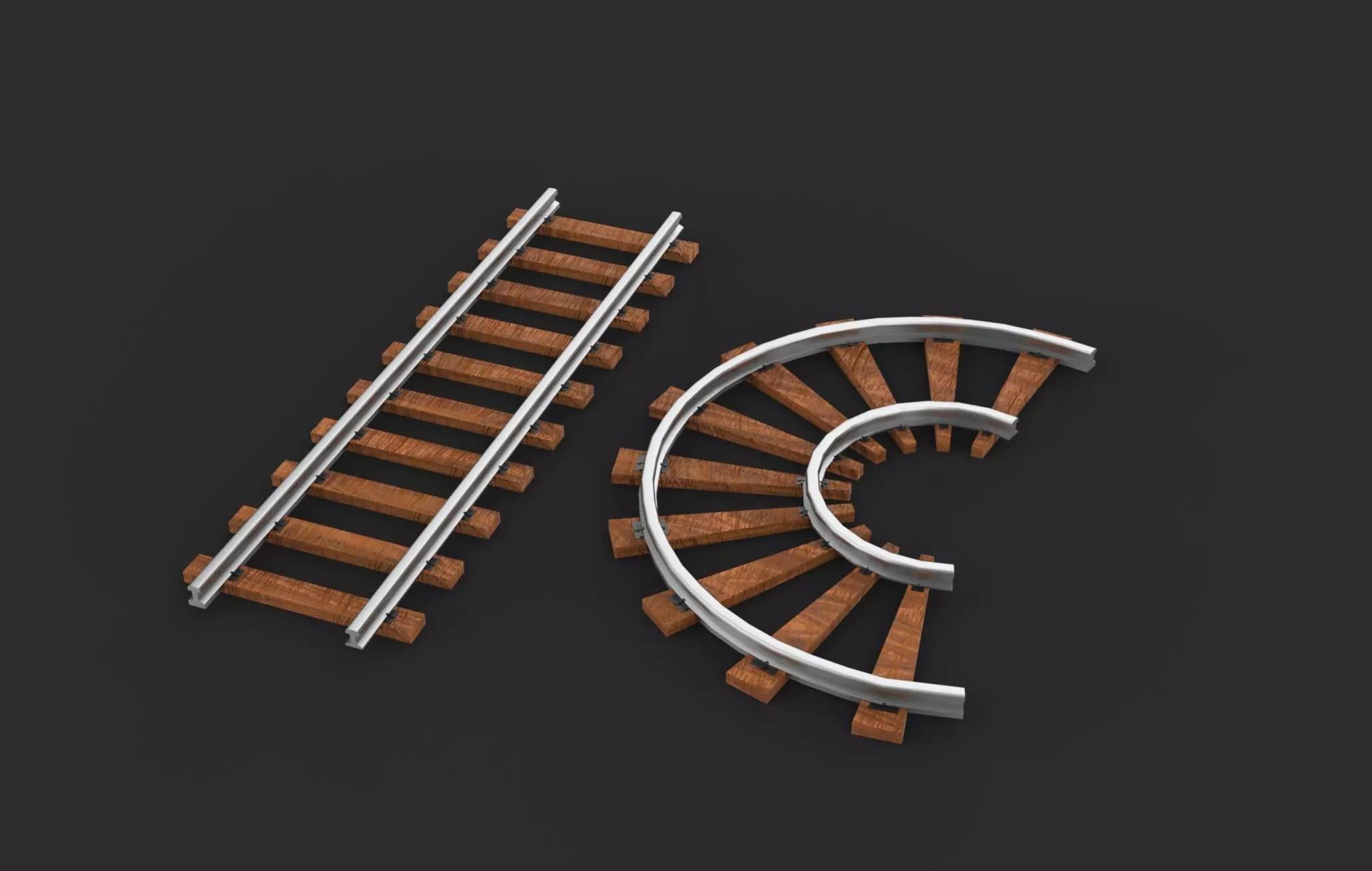 Railway track 3D model_0