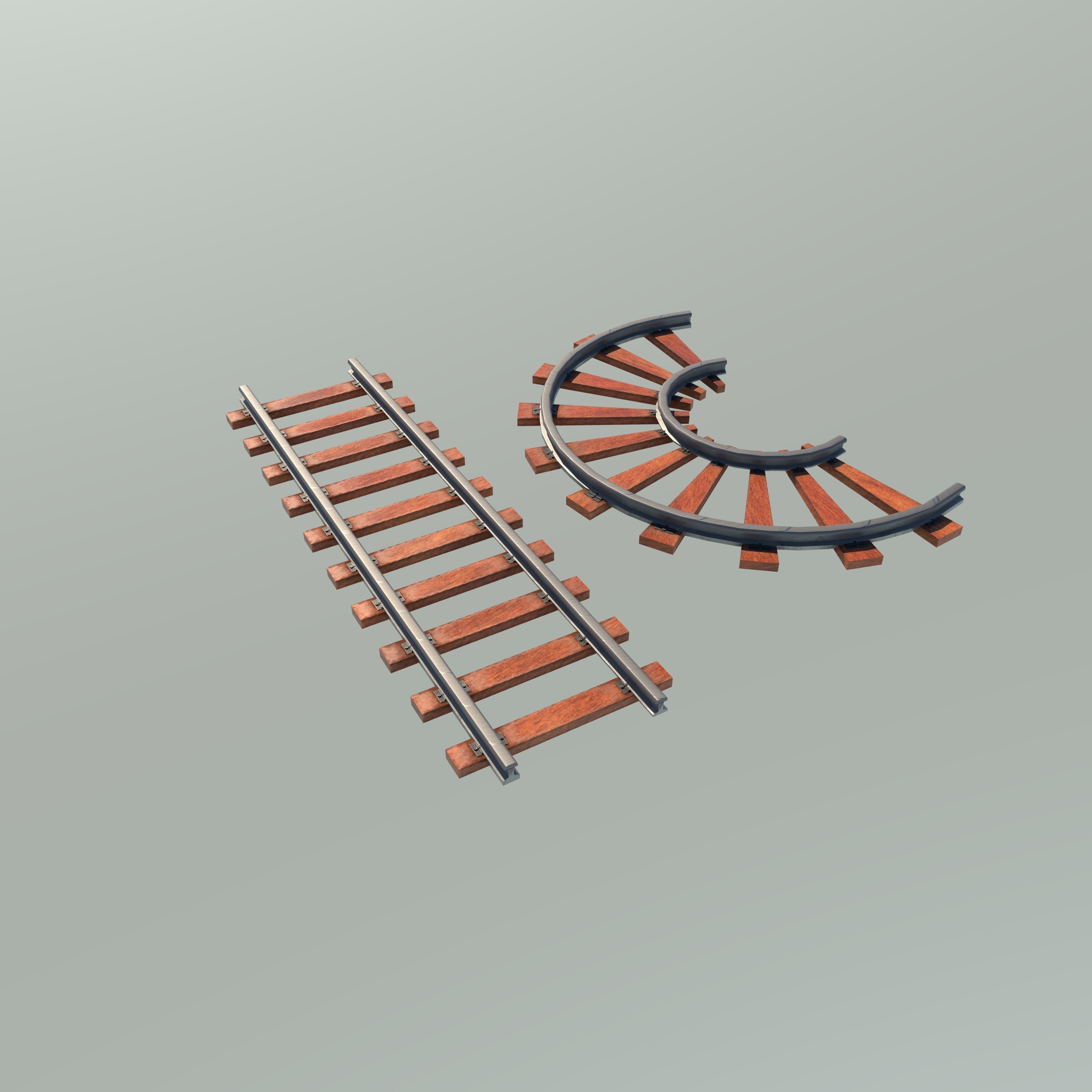 Railway track 3D model_3