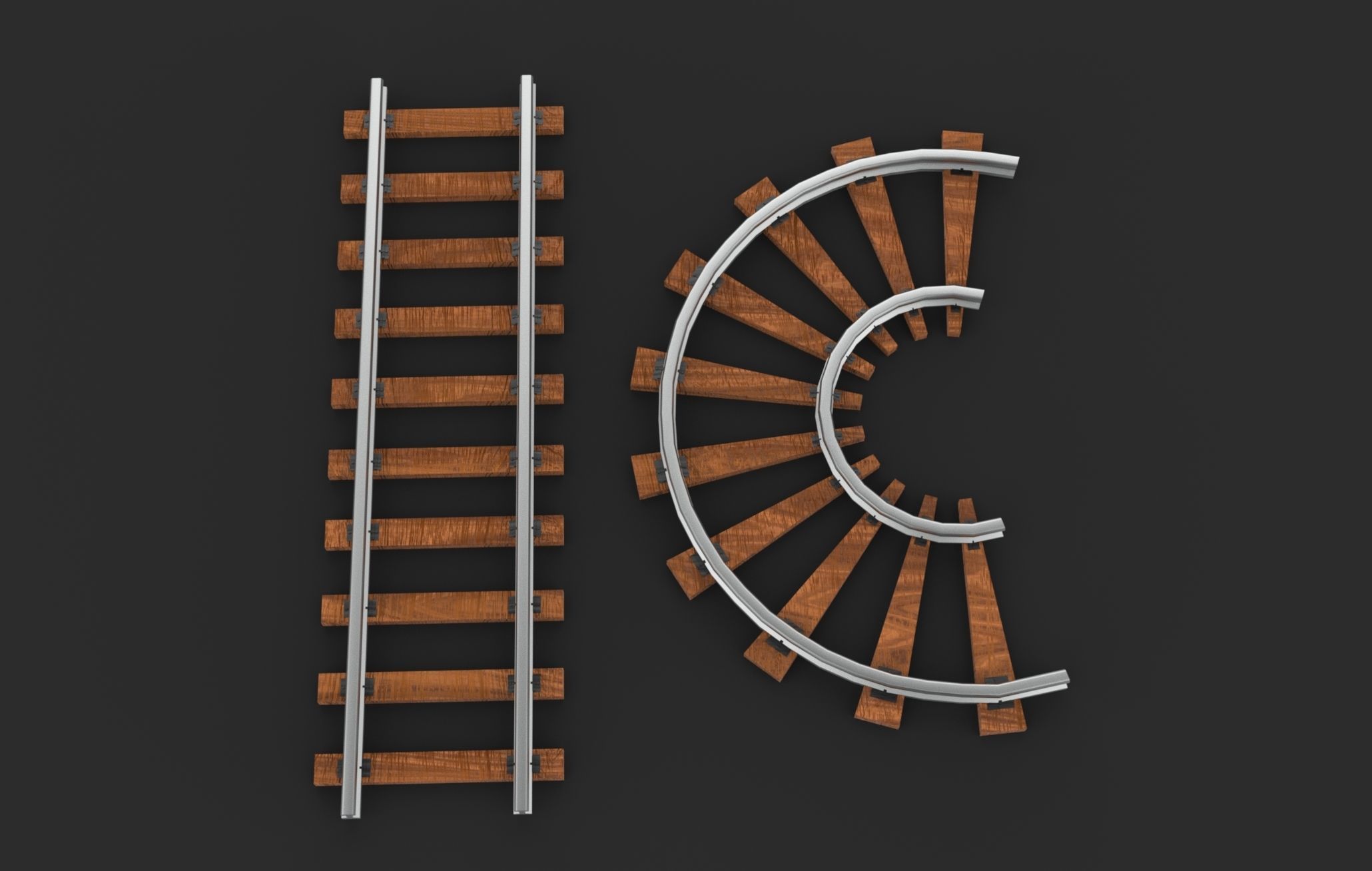Railway track 3D model_1