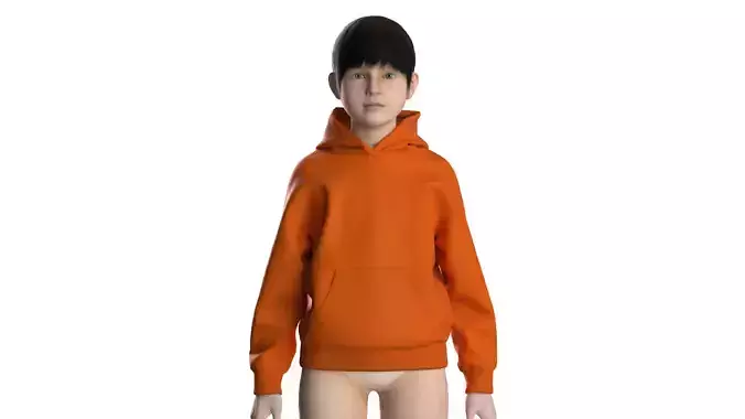 Kids female hoodie 3D model