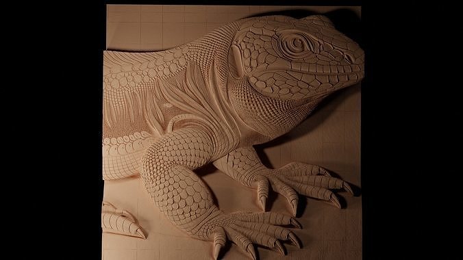 Lizard CNC 3d Print High Relief Sand Casting 3D print model