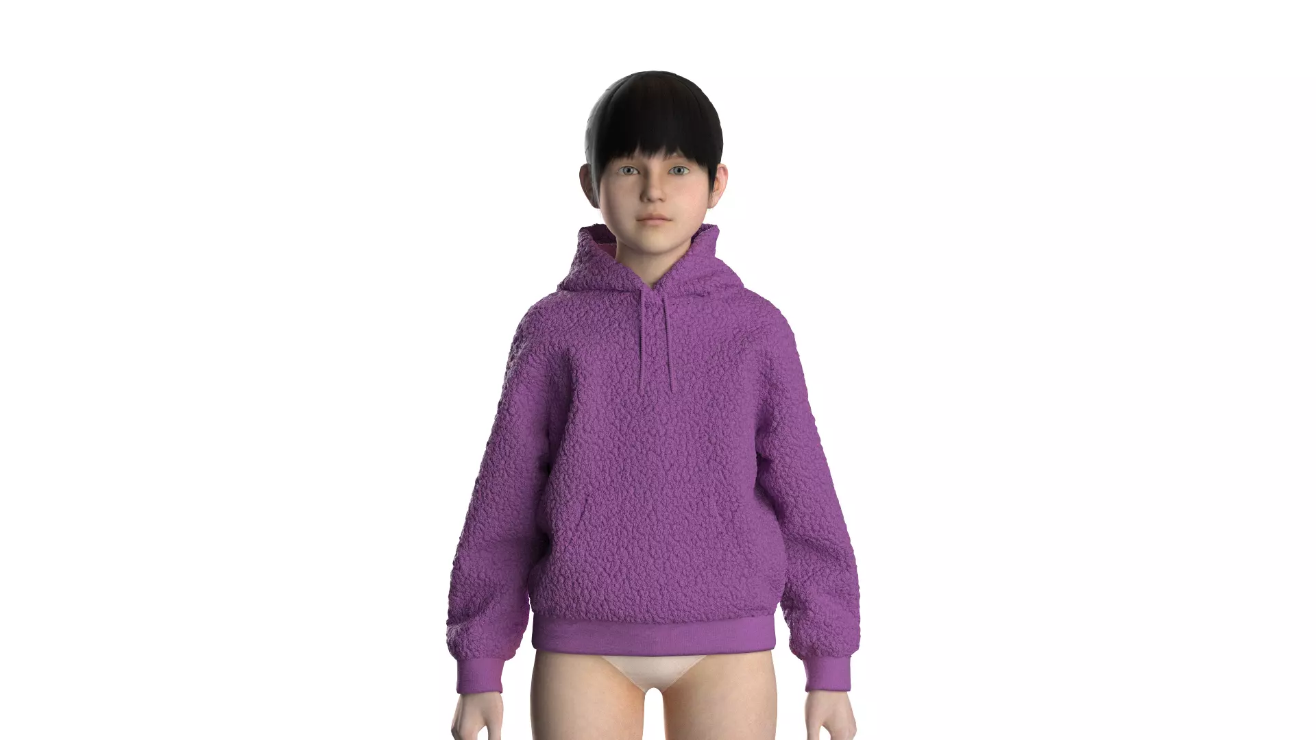 Kids  female hoodie 3D model_0