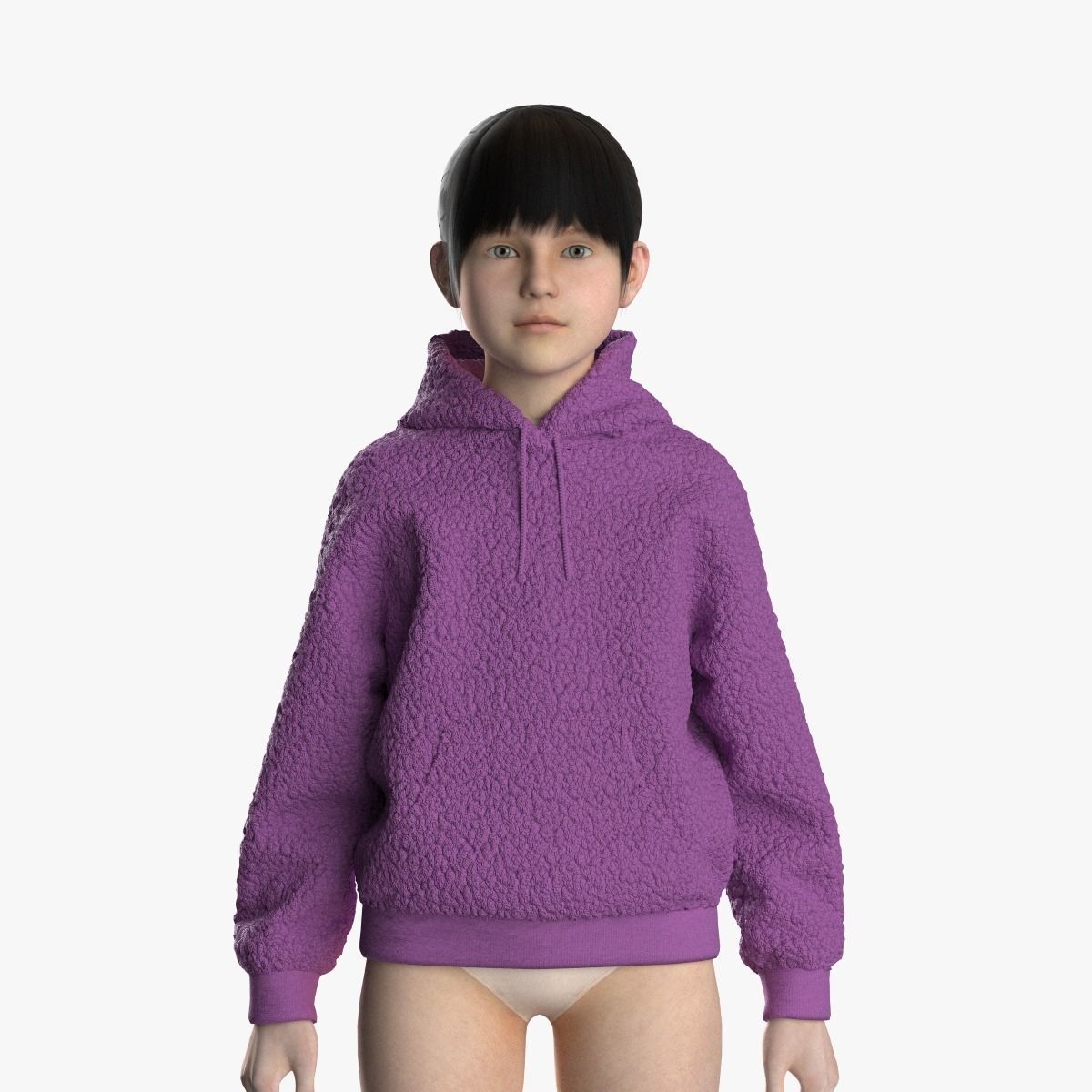 Kids  female hoodie 3D model_19