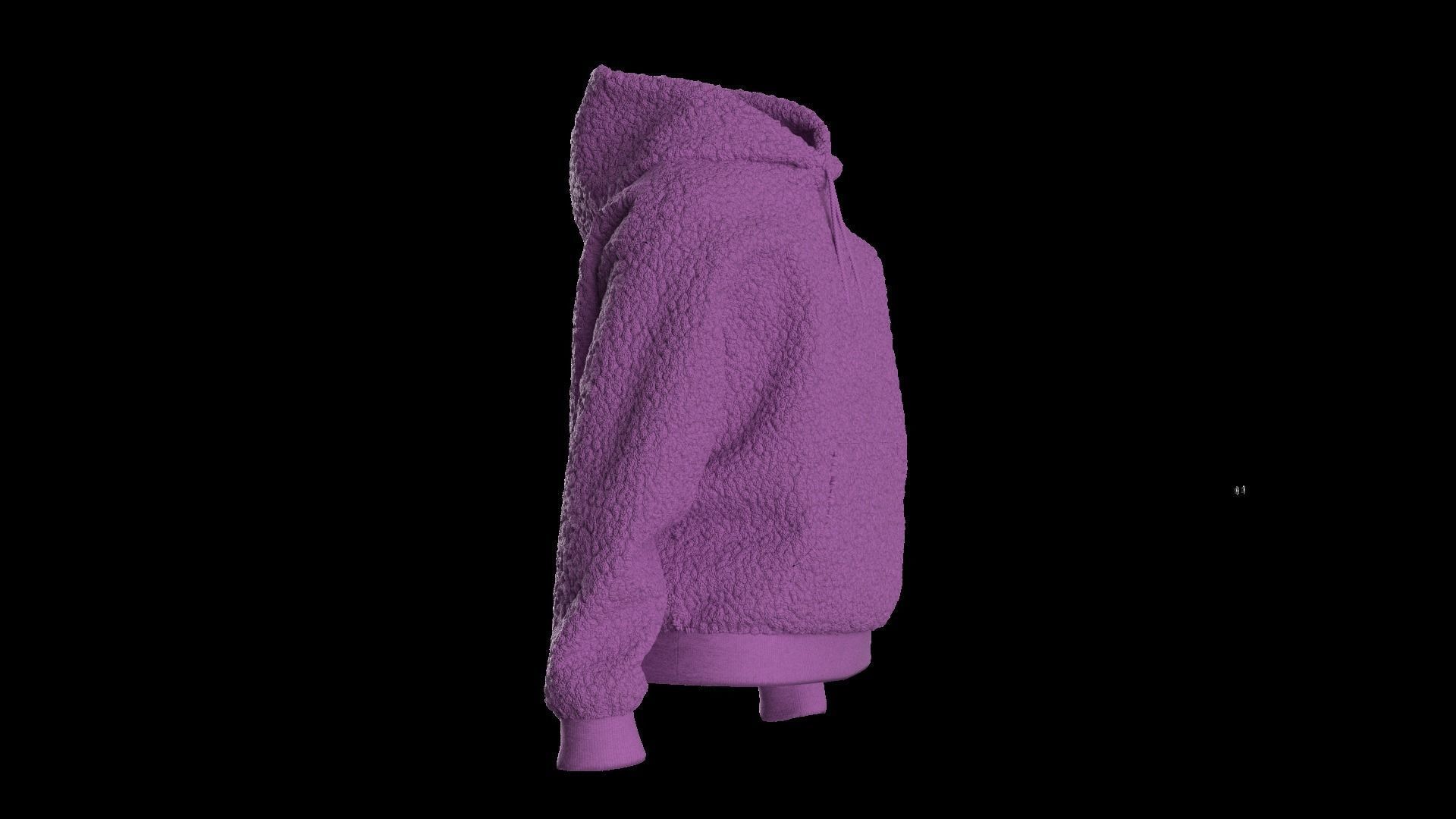 Kids  female hoodie 3D model_4