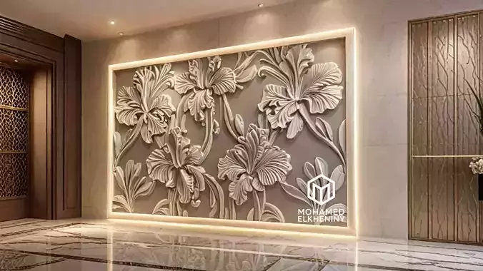 Modern Wall Panel Relief for CNC and 3D Printing 12  3D print model