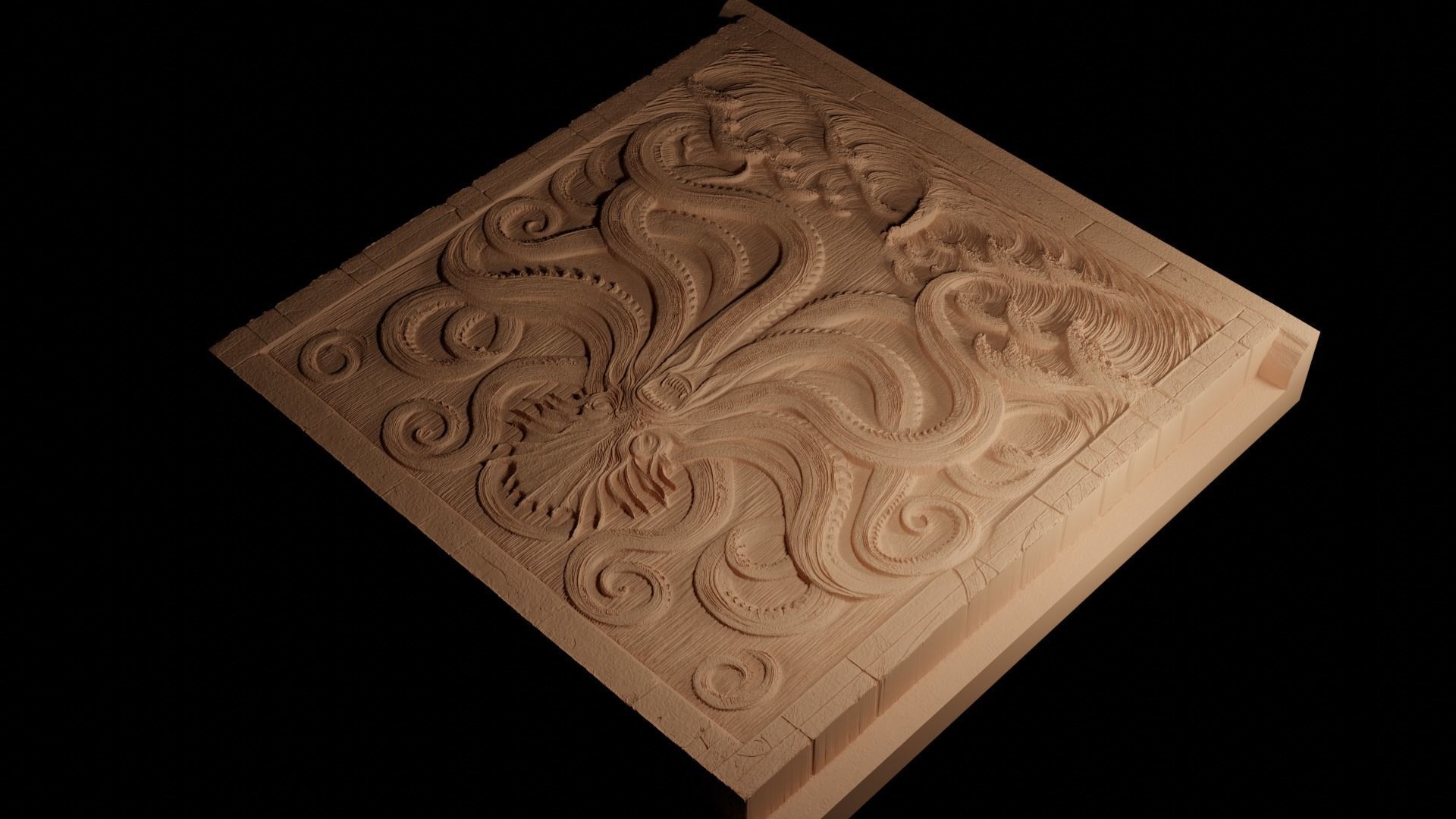 Kraken CNC 3d Print High Relief Sand Casting 3D print model_4