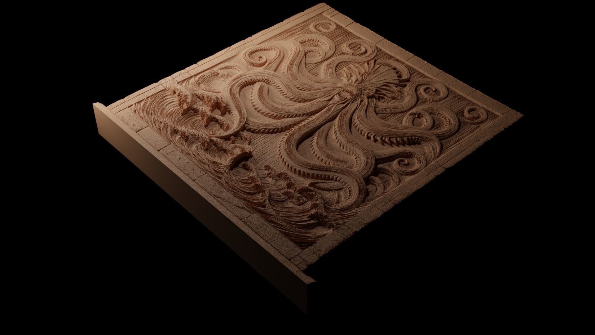 Kraken CNC 3d Print High Relief Sand Casting 3D print model_1