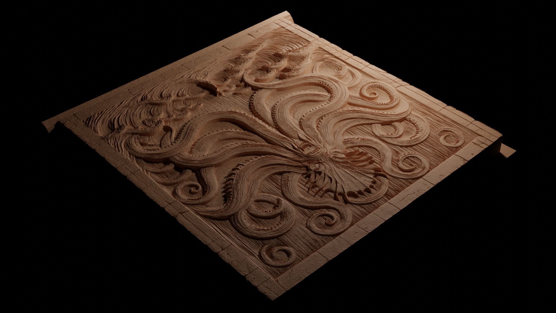 Kraken CNC 3d Print High Relief Sand Casting 3D print model_3