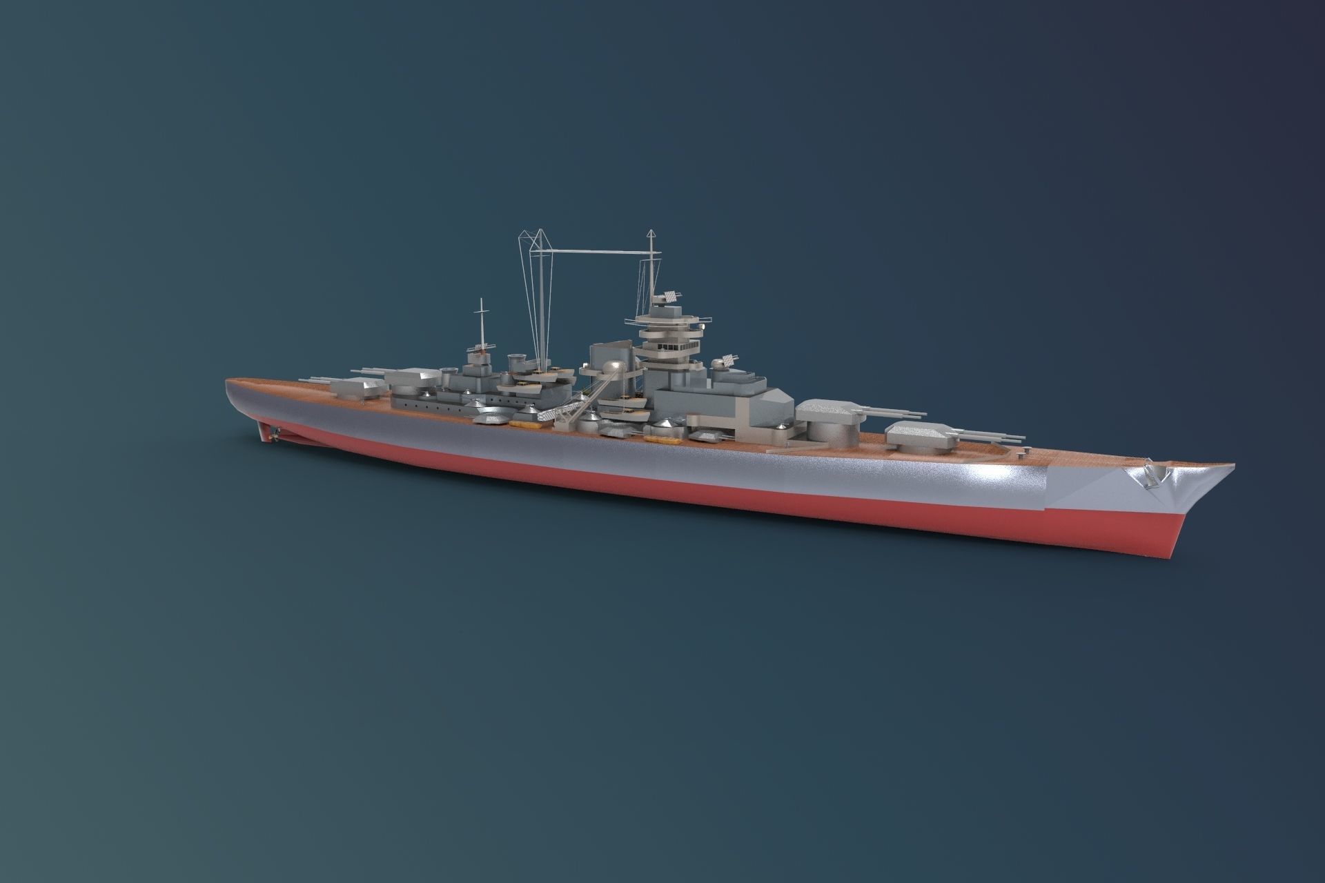 battleship destroyer 3D model_4