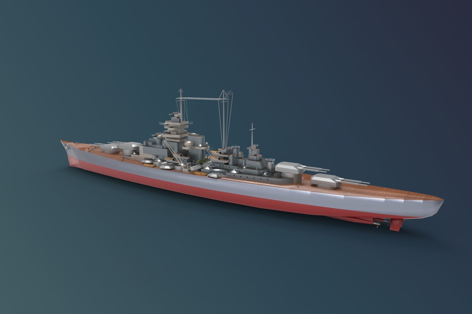 battleship destroyer 3D model_2