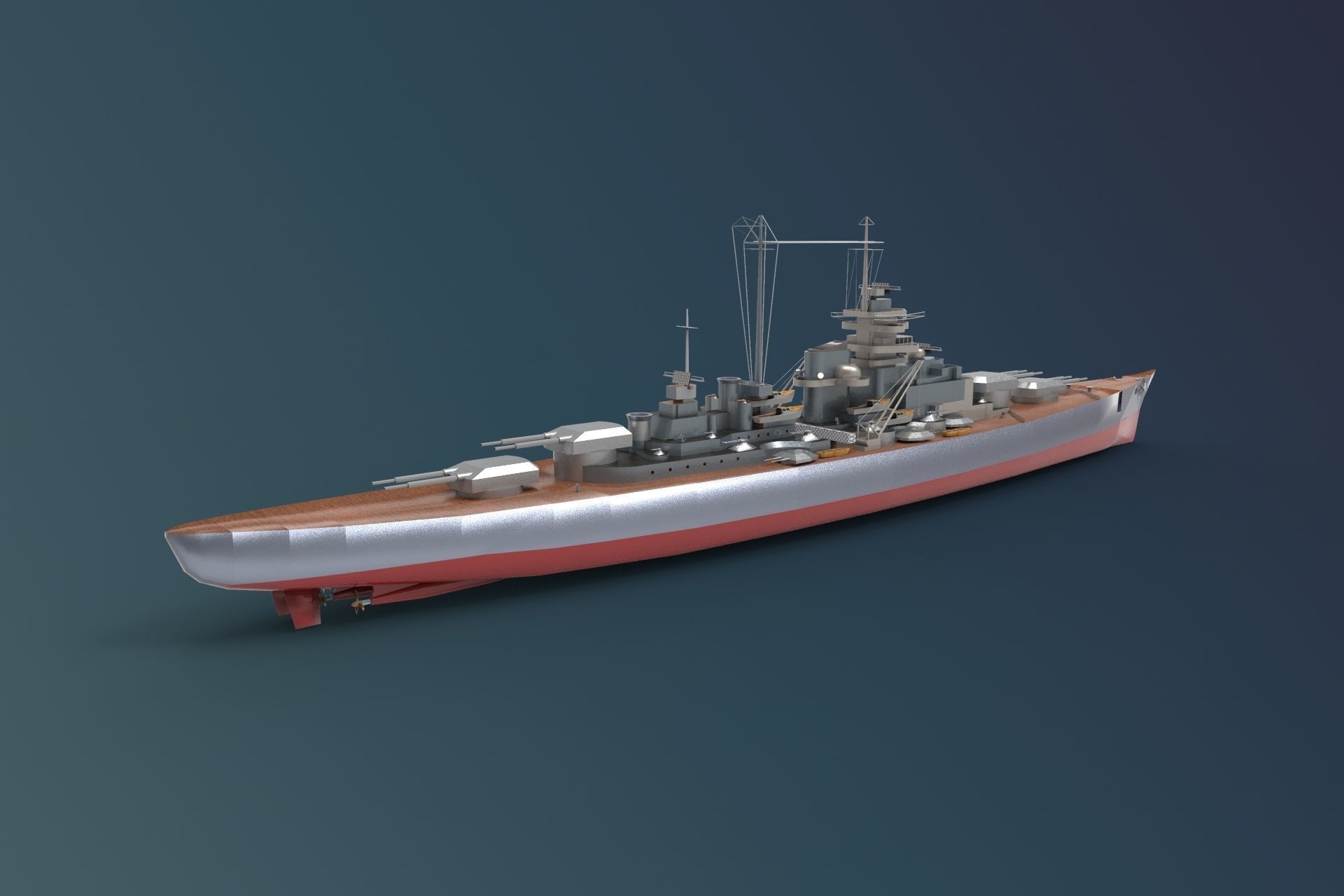 battleship destroyer 3D model_3