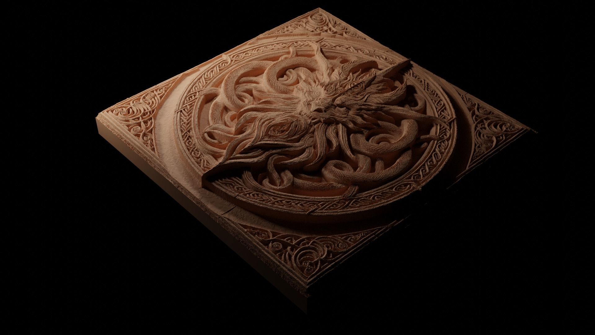 Jormungandr CNC 3d Print High Relief Sand Casting 3D print model_1