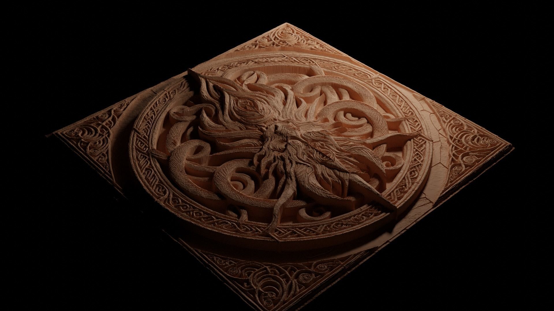 Jormungandr CNC 3d Print High Relief Sand Casting 3D print model_3