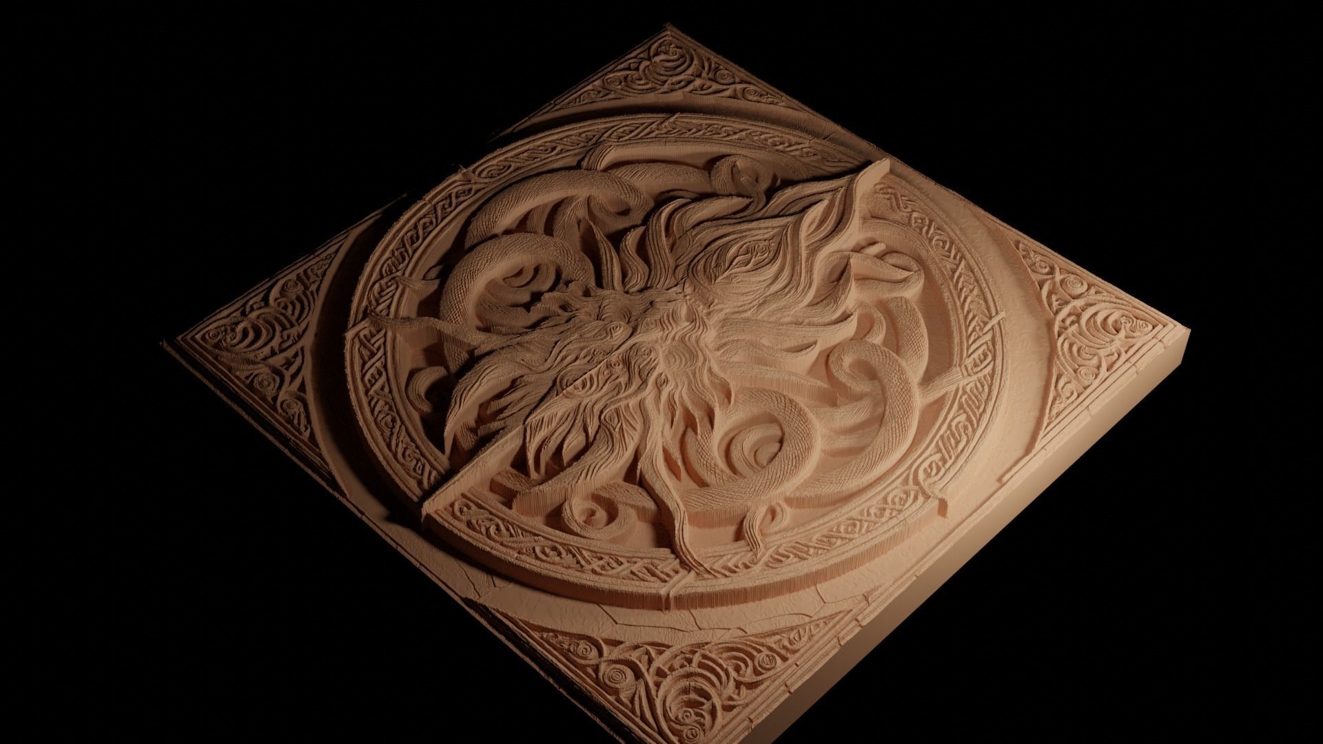 Jormungandr CNC 3d Print High Relief Sand Casting 3D print model_4