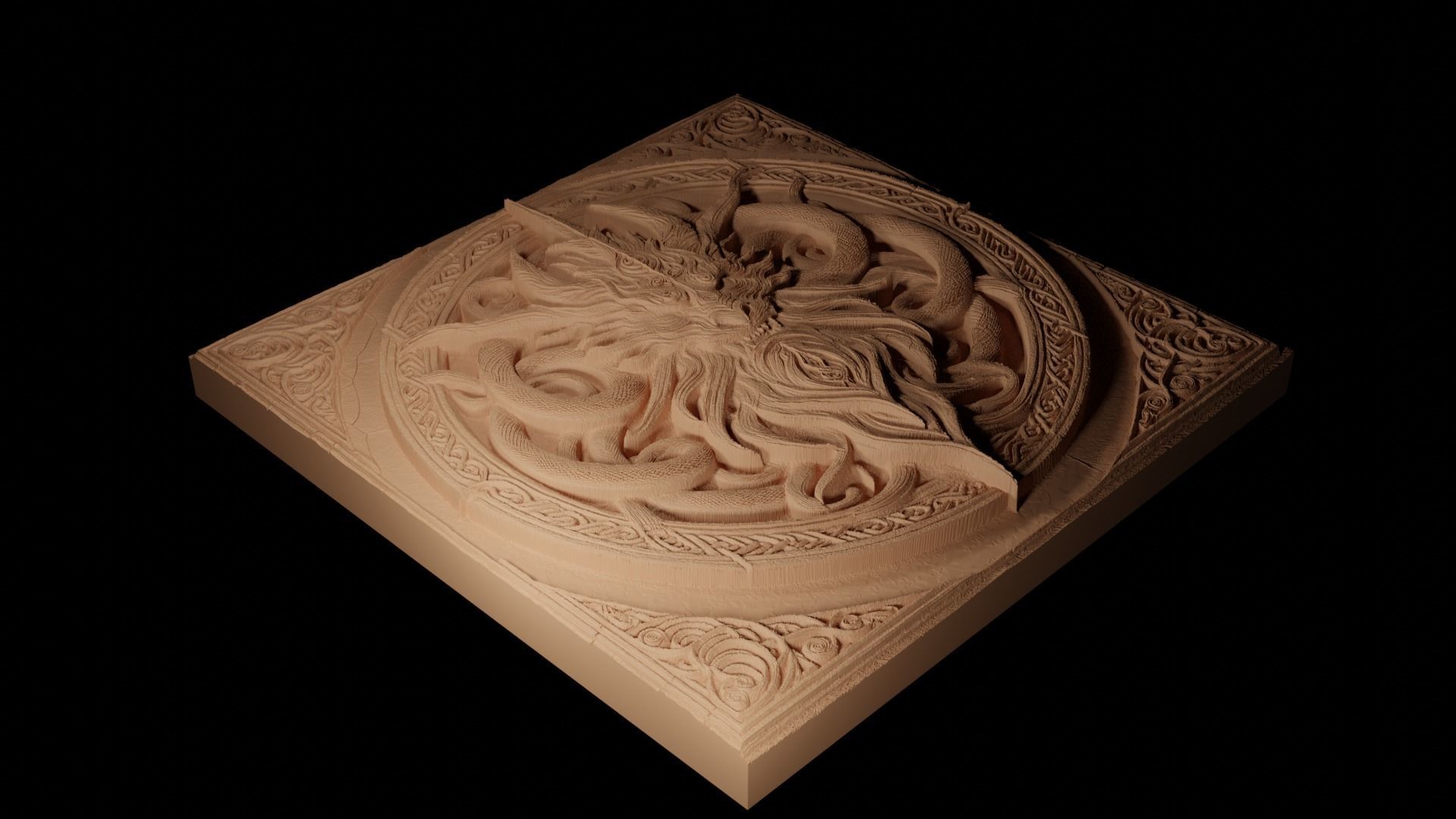 Jormungandr CNC 3d Print High Relief Sand Casting 3D print model_2