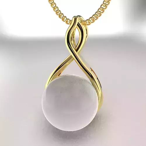Printable pendant with pearl 10mm STL 3D print model
